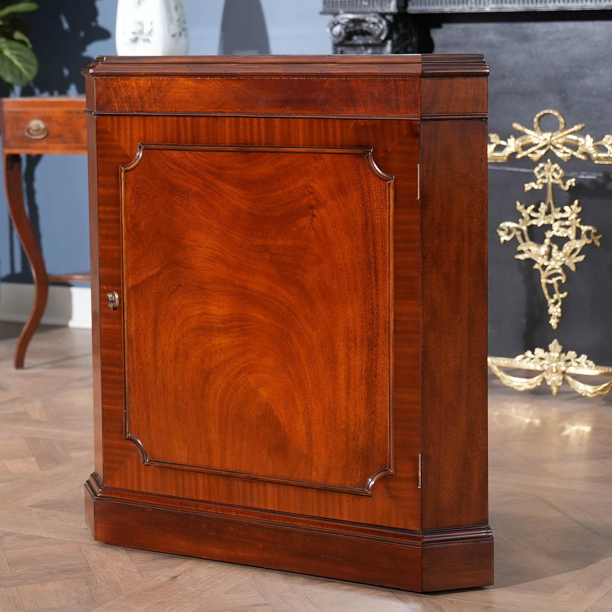 Hand-Carved Mahogany Corner Cabinet For Sale