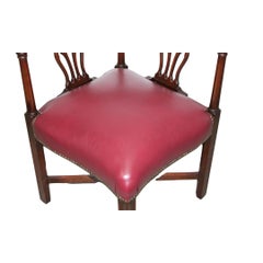 Mahogany Corner Chair Upholstered in Leather