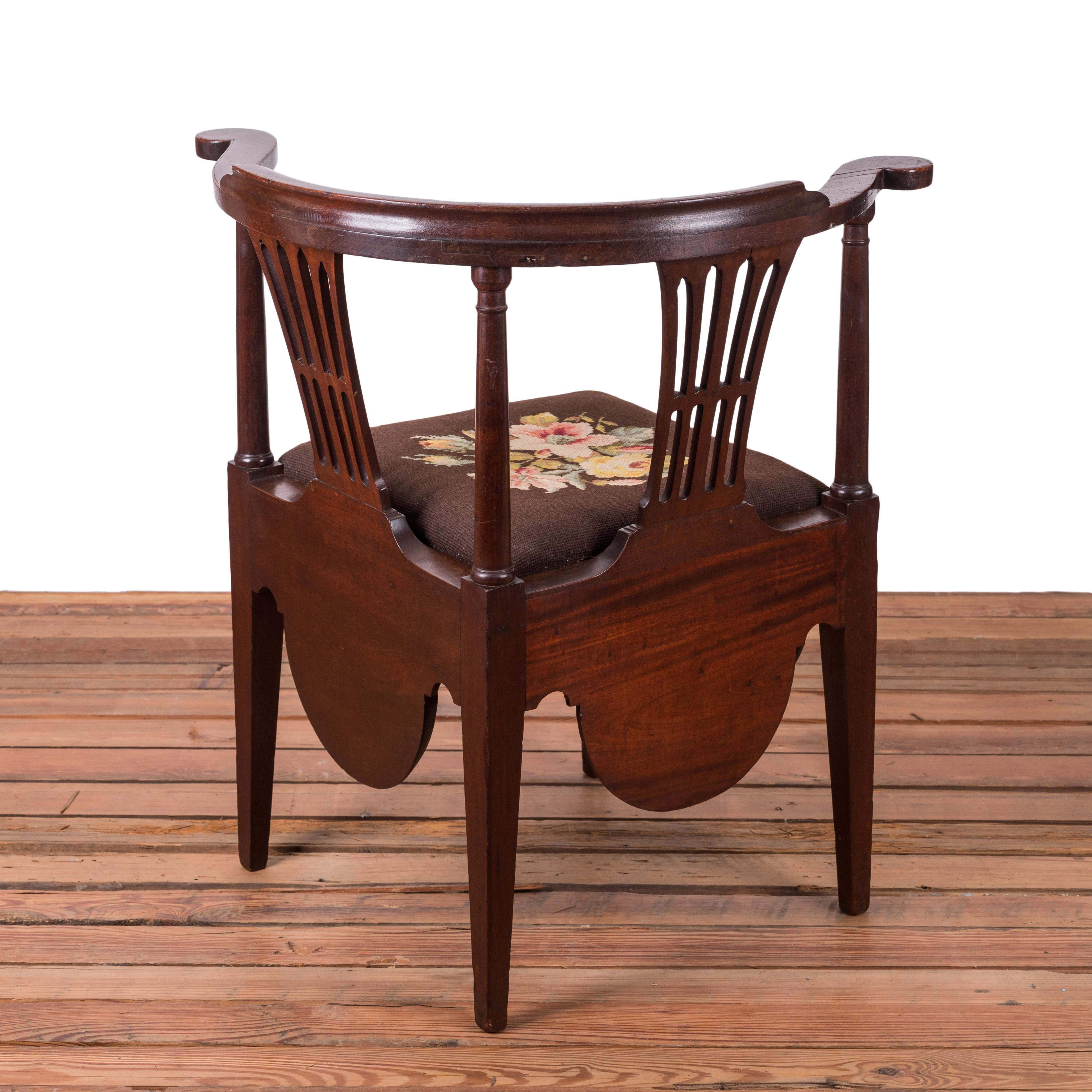 Mahogany Corner Necessary Chair For Sale 1