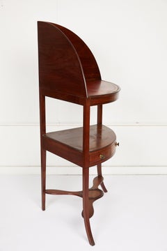 Mahogany Corner Wash Stand with Red Leather Top