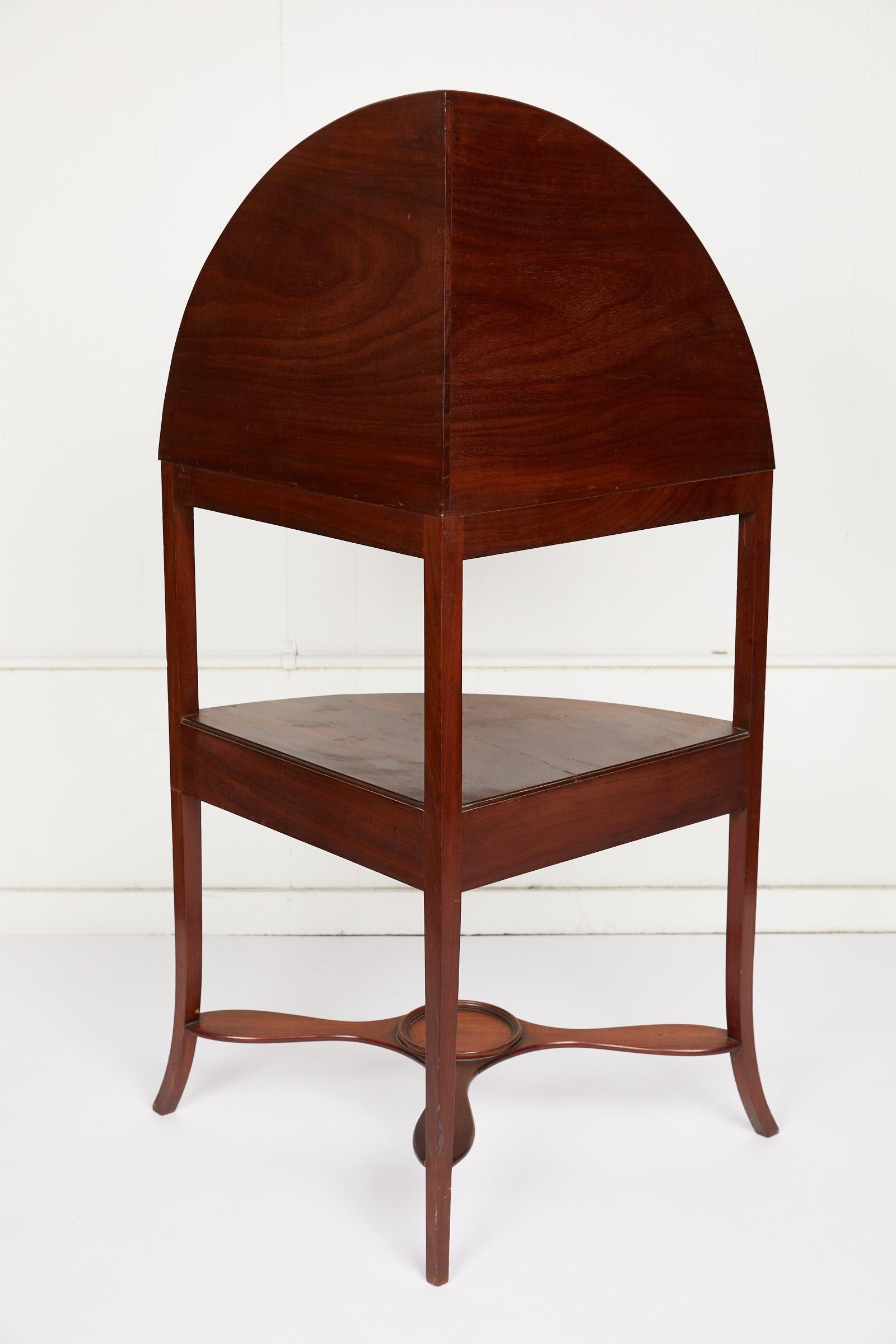 George III Mahogany Corner Wash Stand with Red Leather Top