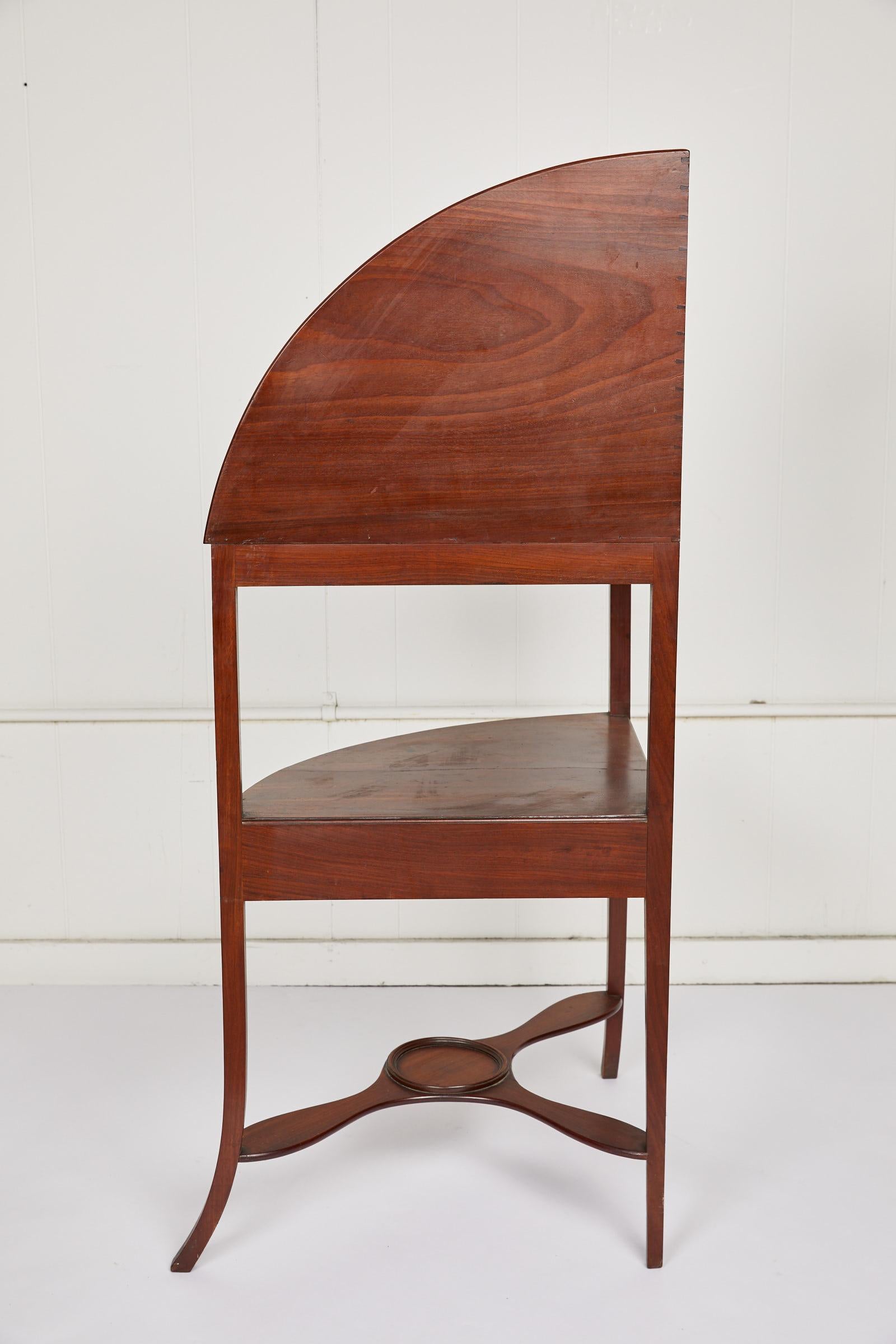 Mahogany Corner Wash Stand with Red Leather Top In Good Condition In Atlanta, GA