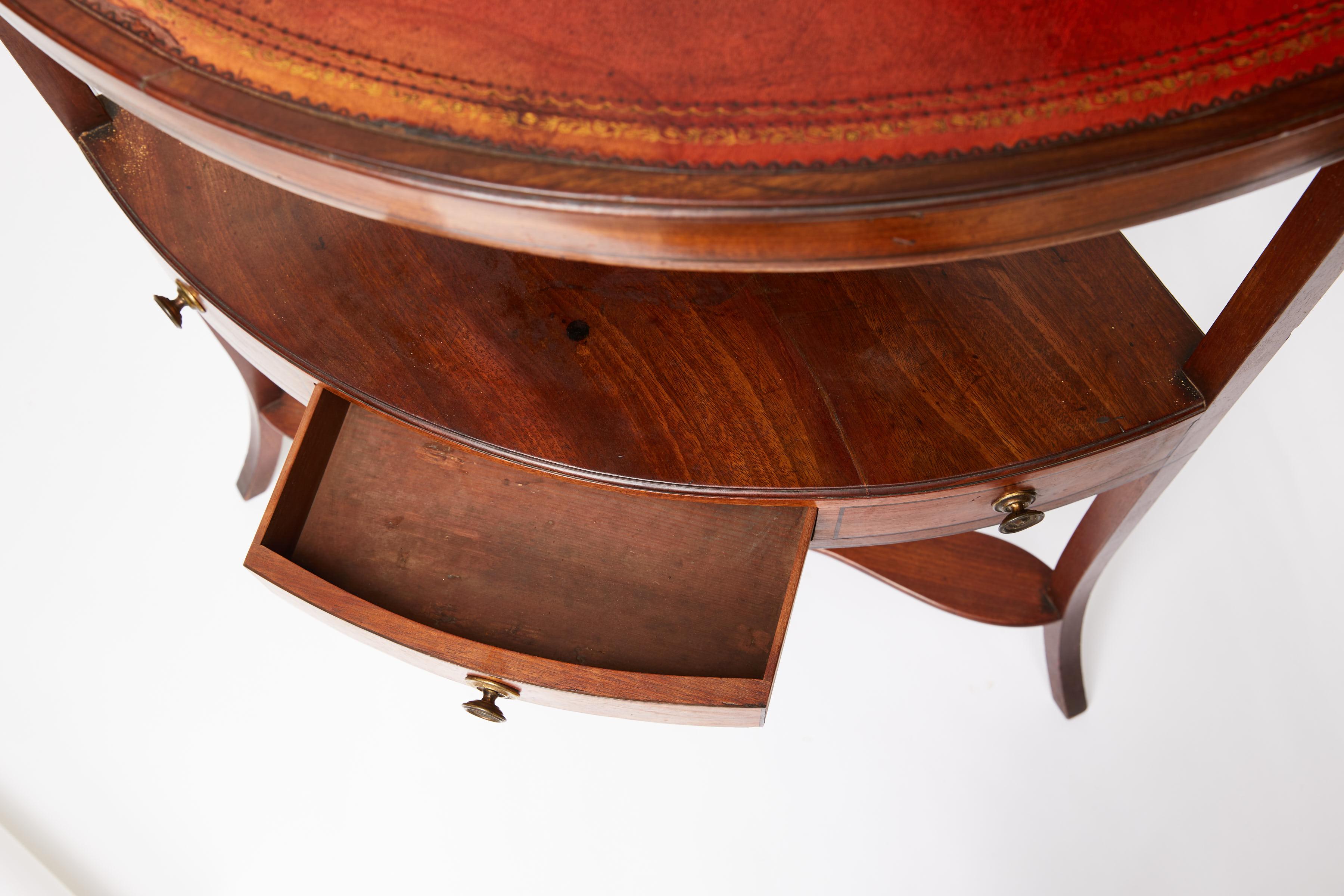 Mahogany Corner Wash Stand with Red Leather Top 2