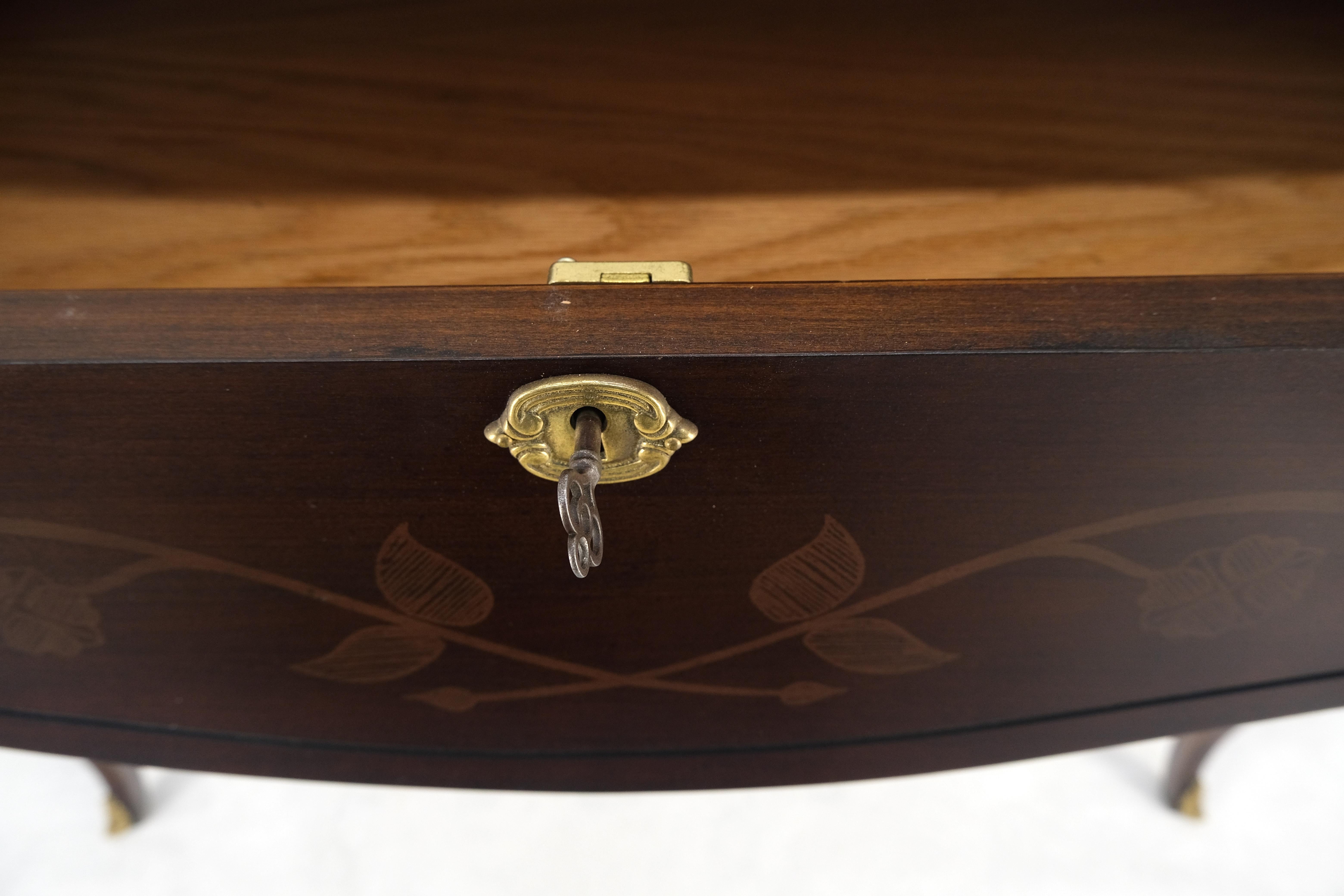 XX secolo Tavolo da ingresso con console a 1 cassetto in mogano Country French Bronze Mount MINT in vendita