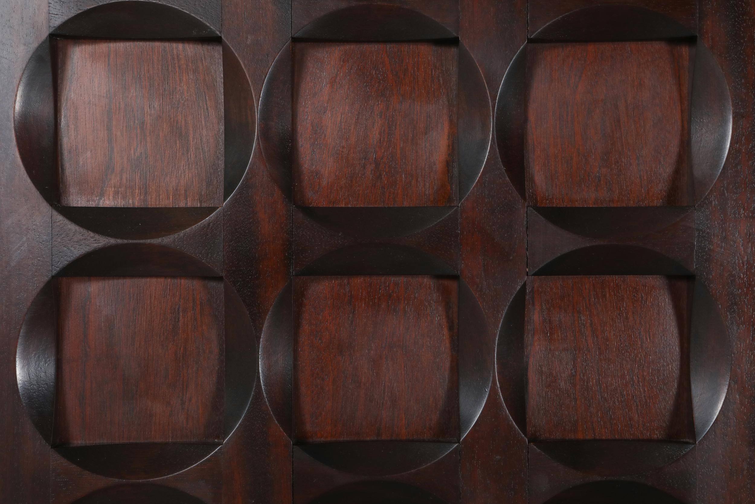 Mahogany Credenza with Geometrical Patterned Doors 4