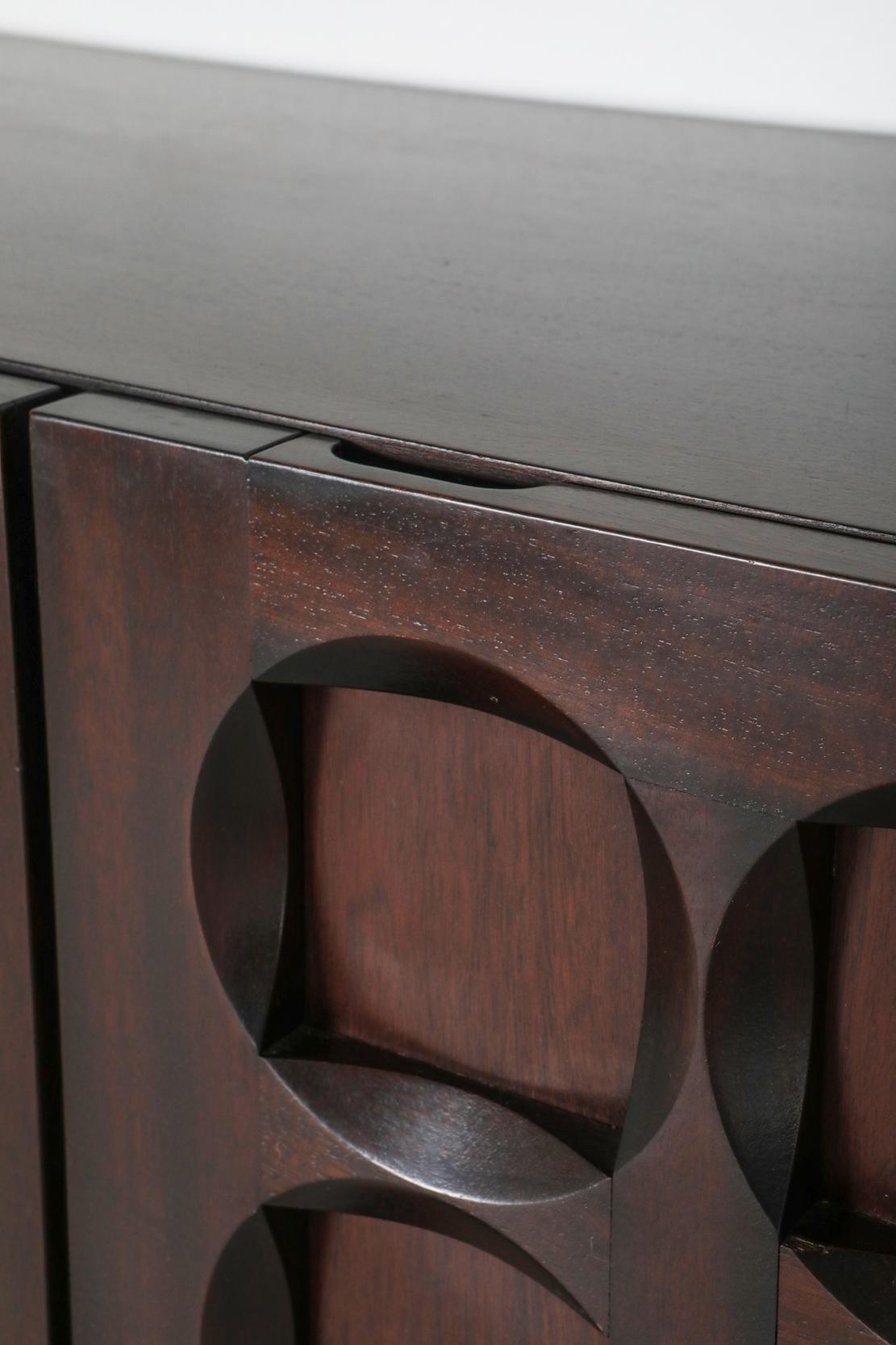 Mahogany Credenza with Geometrical Patterned Doors 5