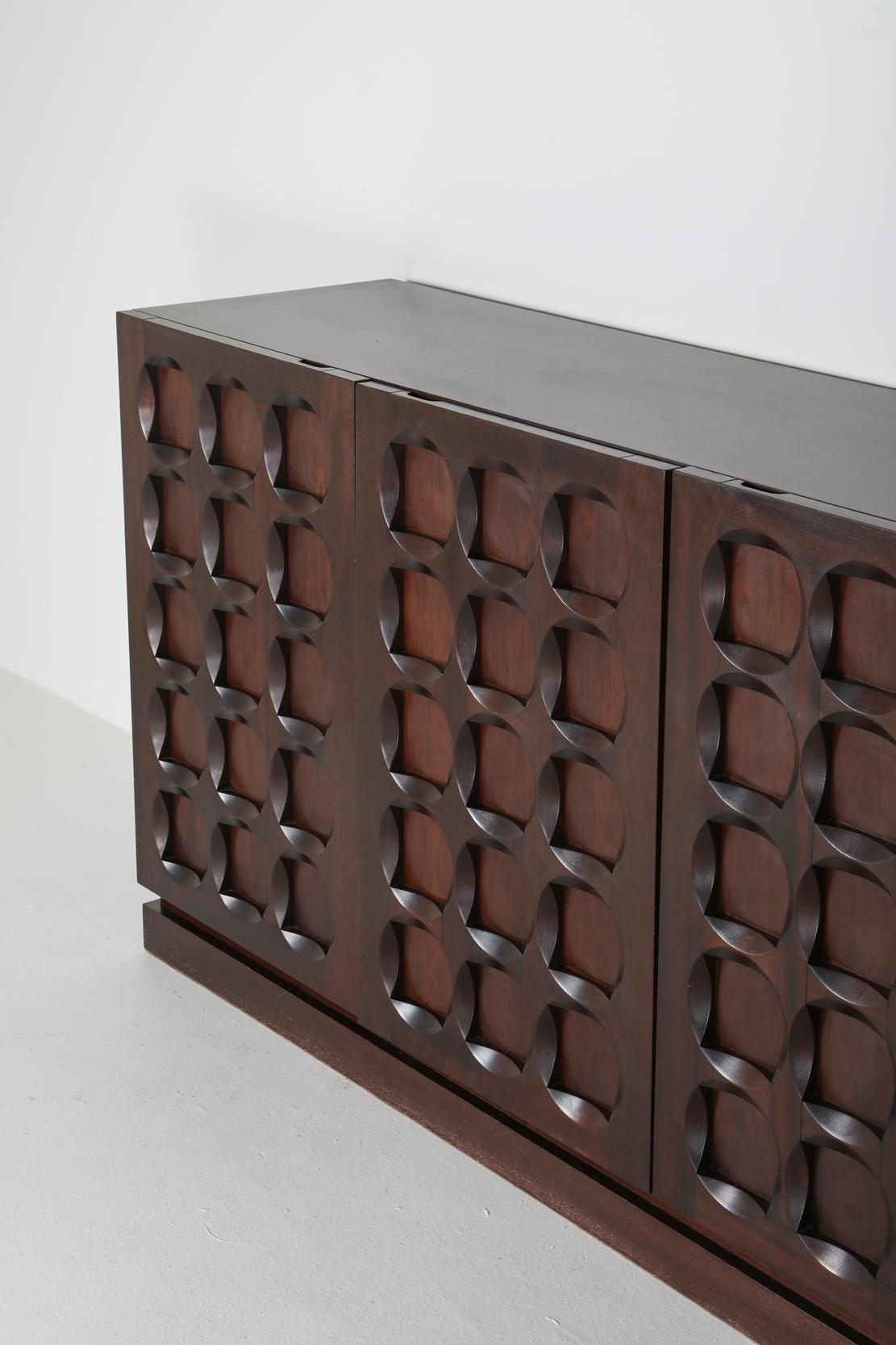 Mahogany Credenza with Geometrical Patterned Doors 7