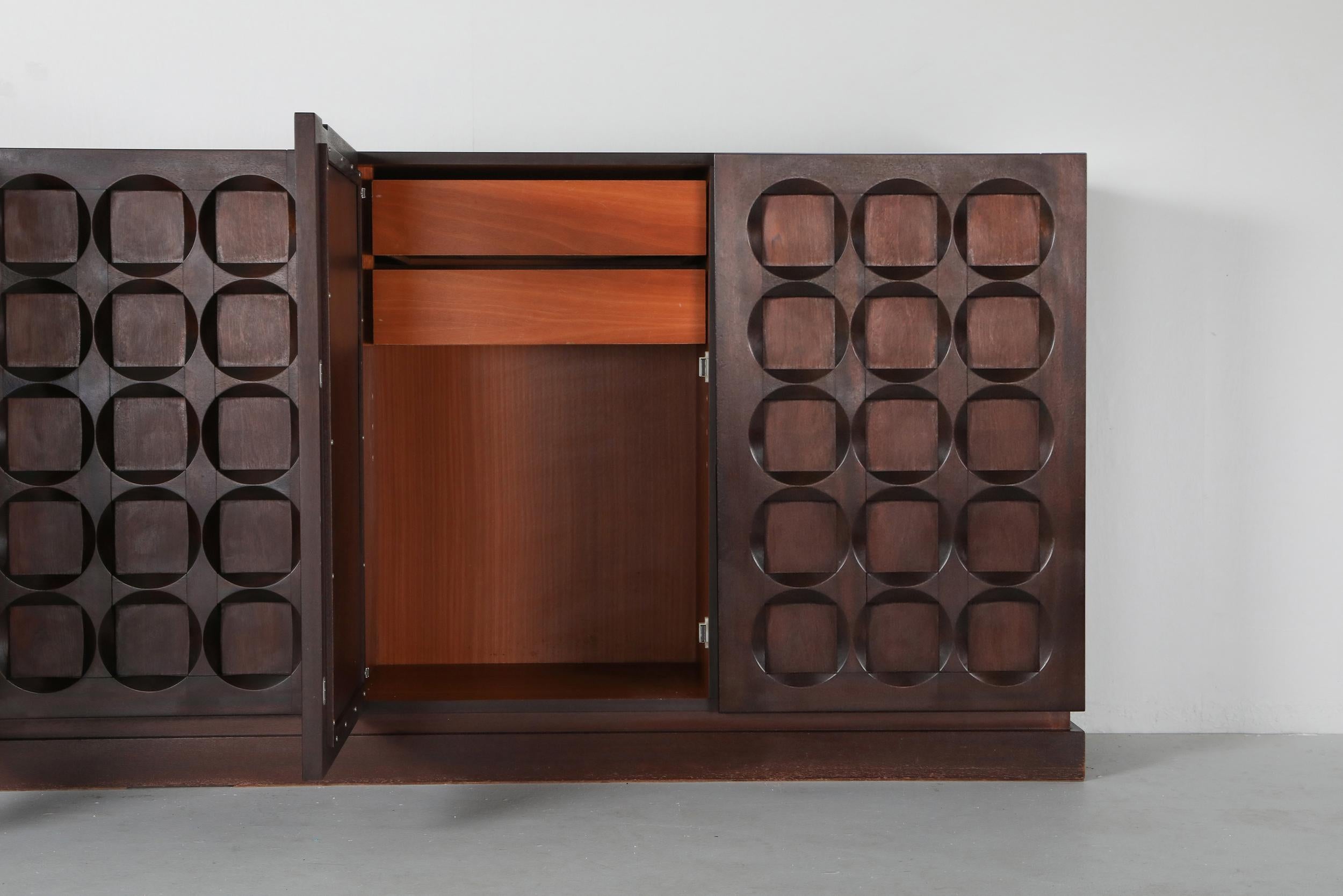 Mahogany Credenza with Geometrical Patterned Doors 3
