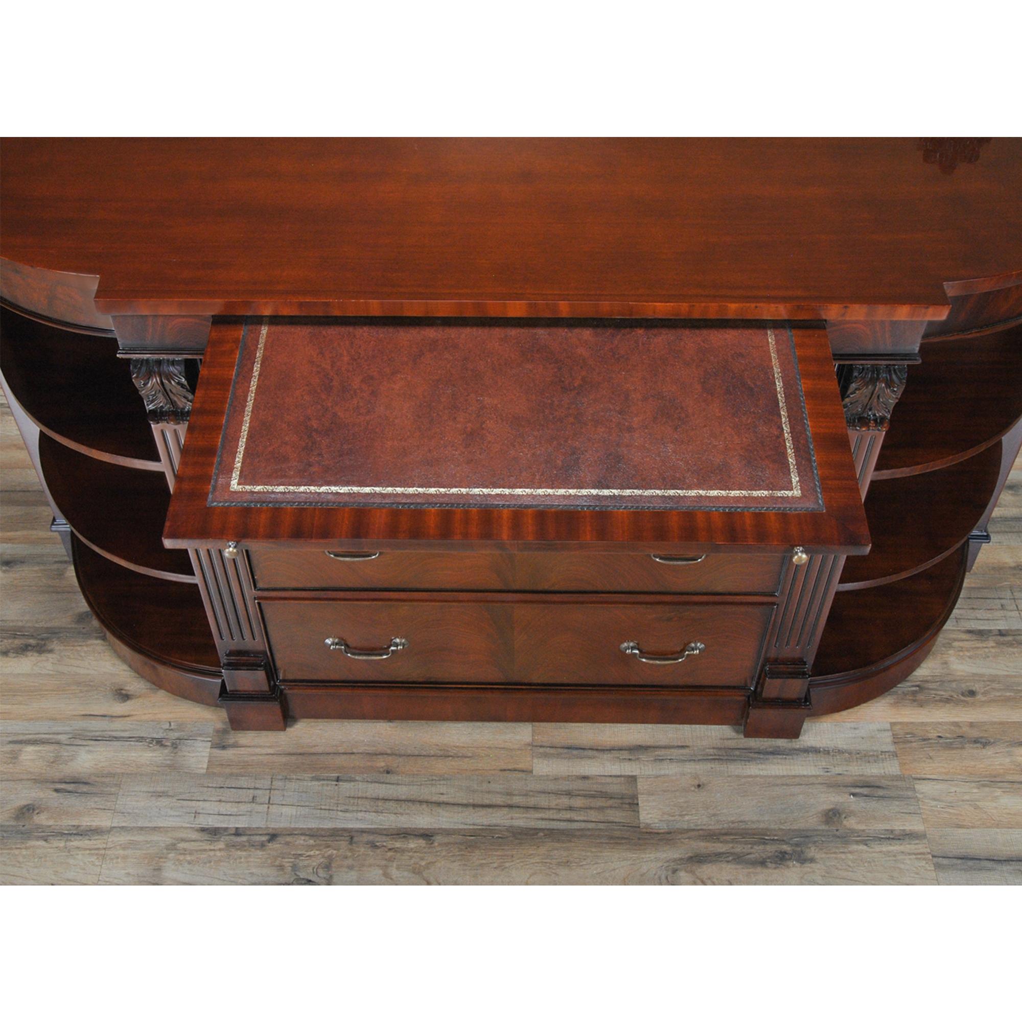 Mahogany Credenza with Pullout Slide In New Condition For Sale In Annville, PA