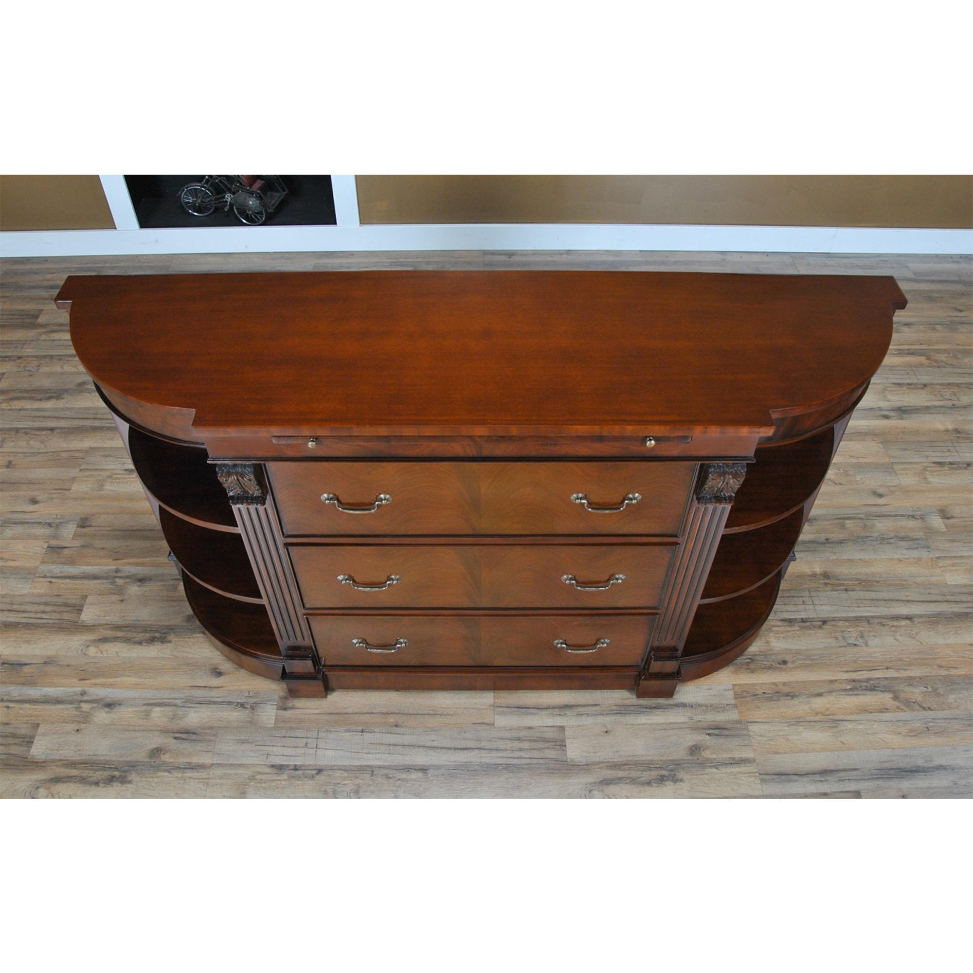Contemporary Mahogany Credenza with Pullout Slide For Sale