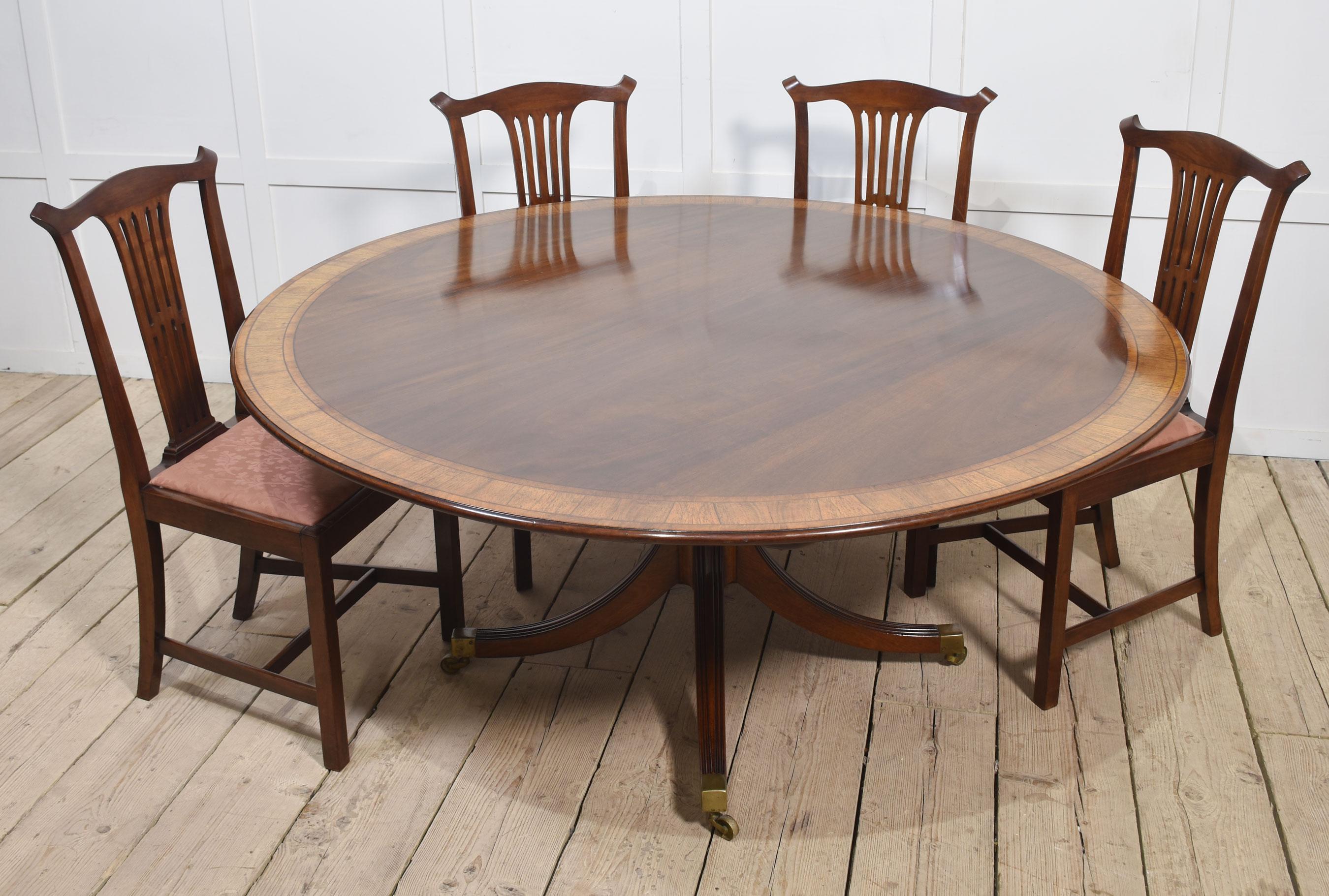 Mahogany cross banded circular dining table 2