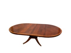 Mahogany & Cross-Banded Single Pedestal Extension, Dining Table with Two Leaves