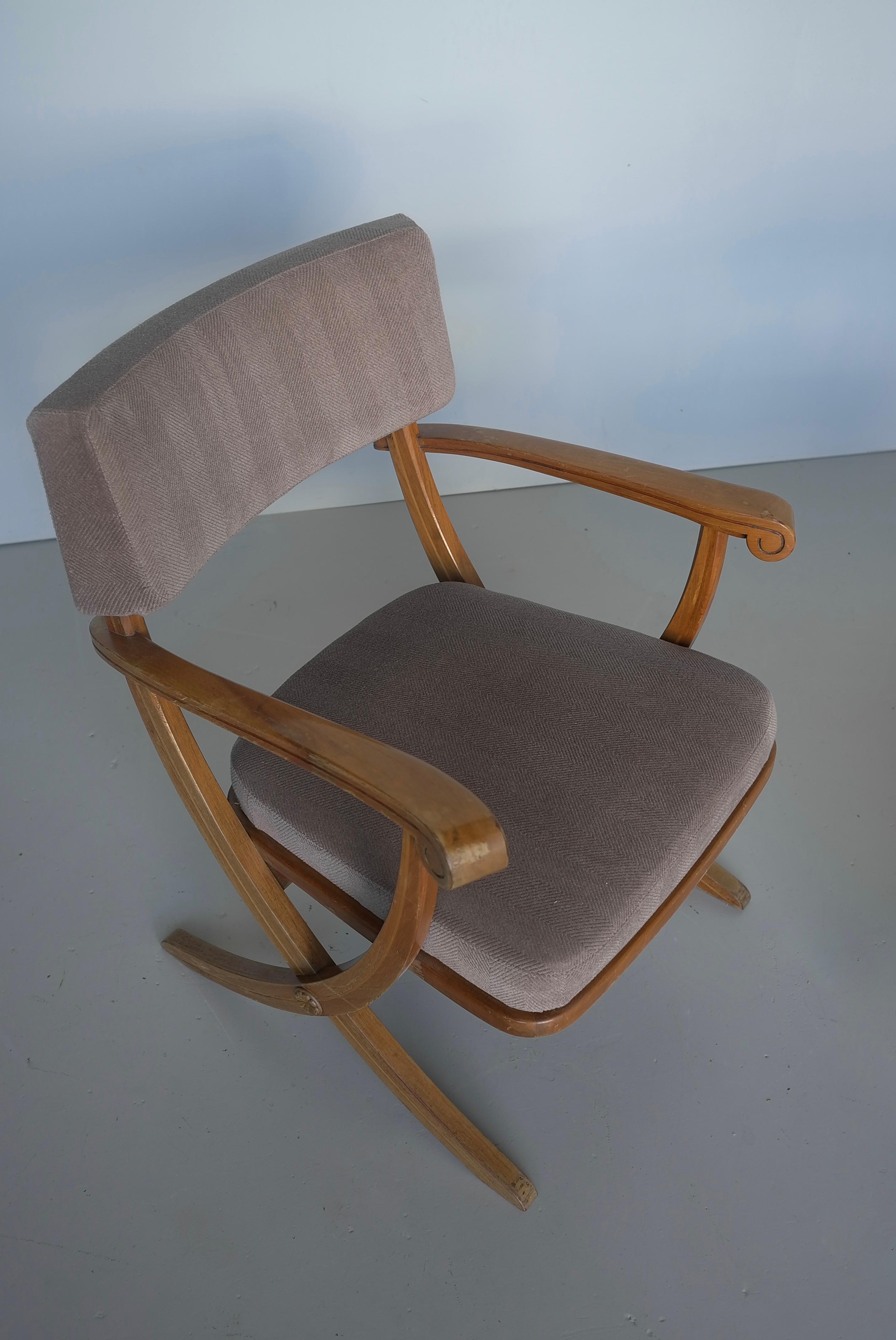 Poltrone neoclassiche con struttura a croce in mogano, Francia, anni '50 in vendita 7