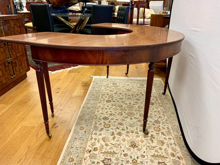 Mahogany Curved Hunt Table Desk Writing Wine Tasting Horseshoe Half