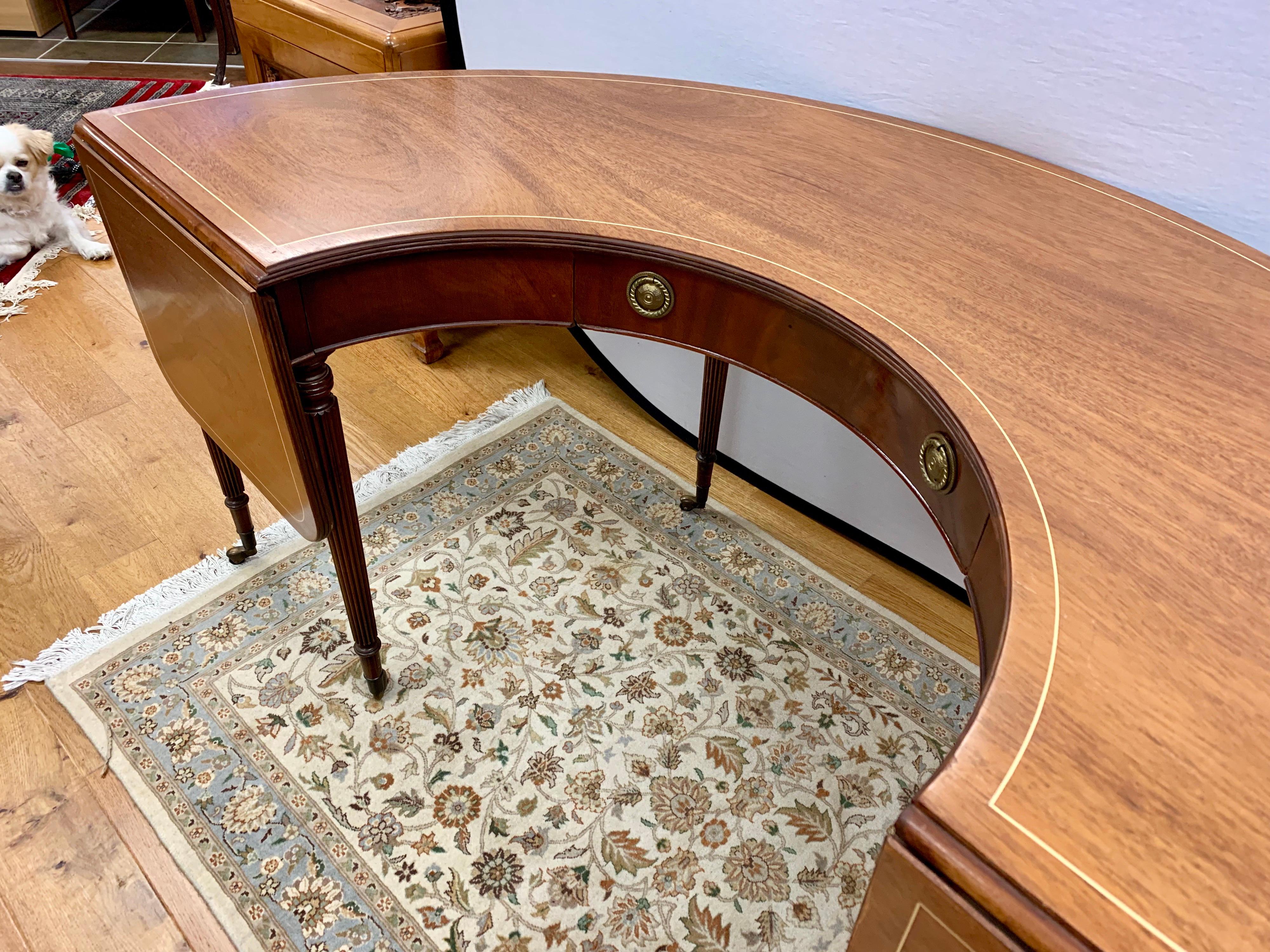 Mahogany Curved Hunt Table Desk Writing Wine Tasting Horseshoe Half Moon 1