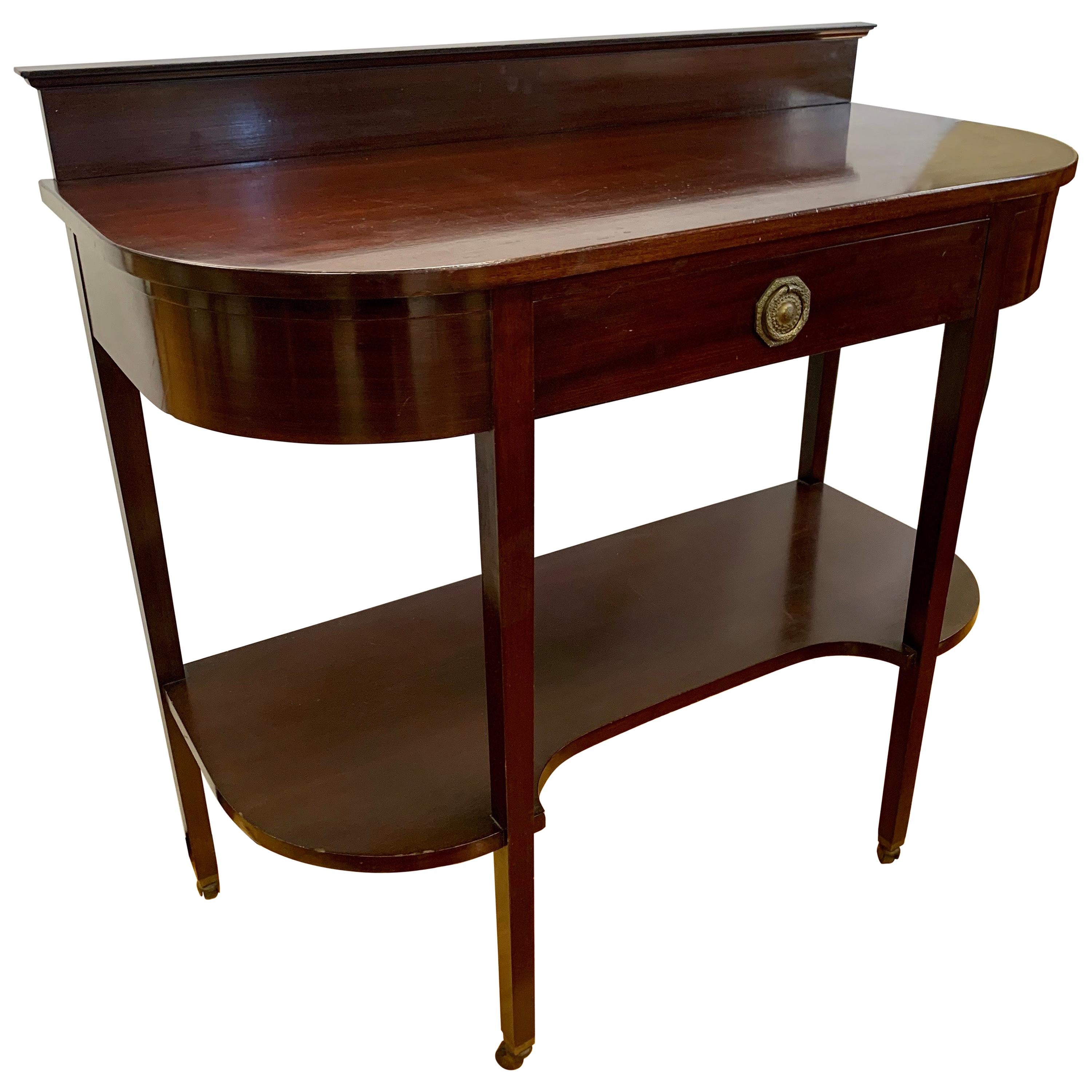 Mahogany Curved Tiered One-Drawer Console Buffet