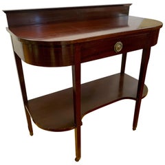 Vintage Mahogany Curved Tiered One-Drawer Console Buffet