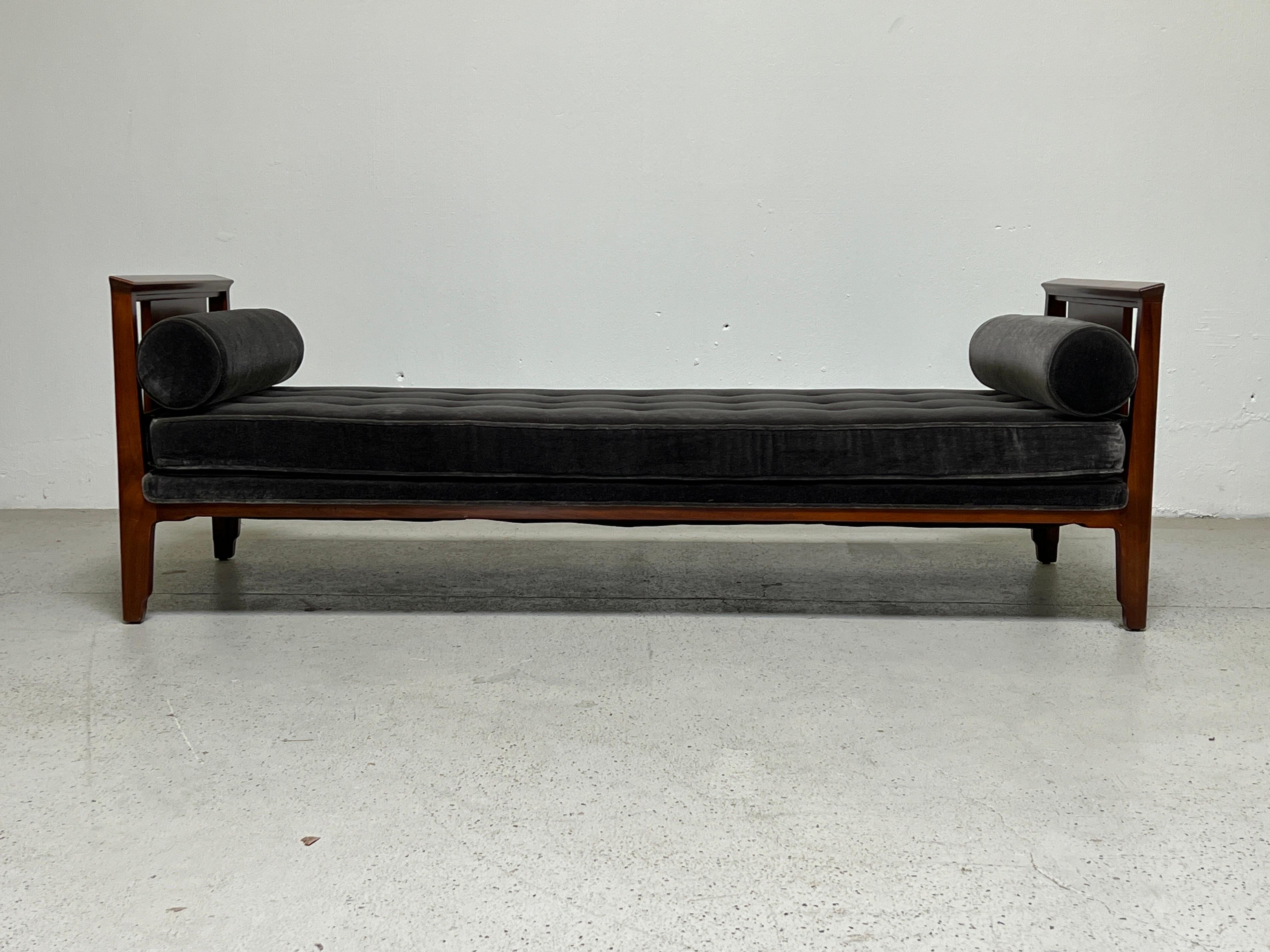 A rare daybed in mahogany and mohair designed by Edward Wormley for Dunbar.