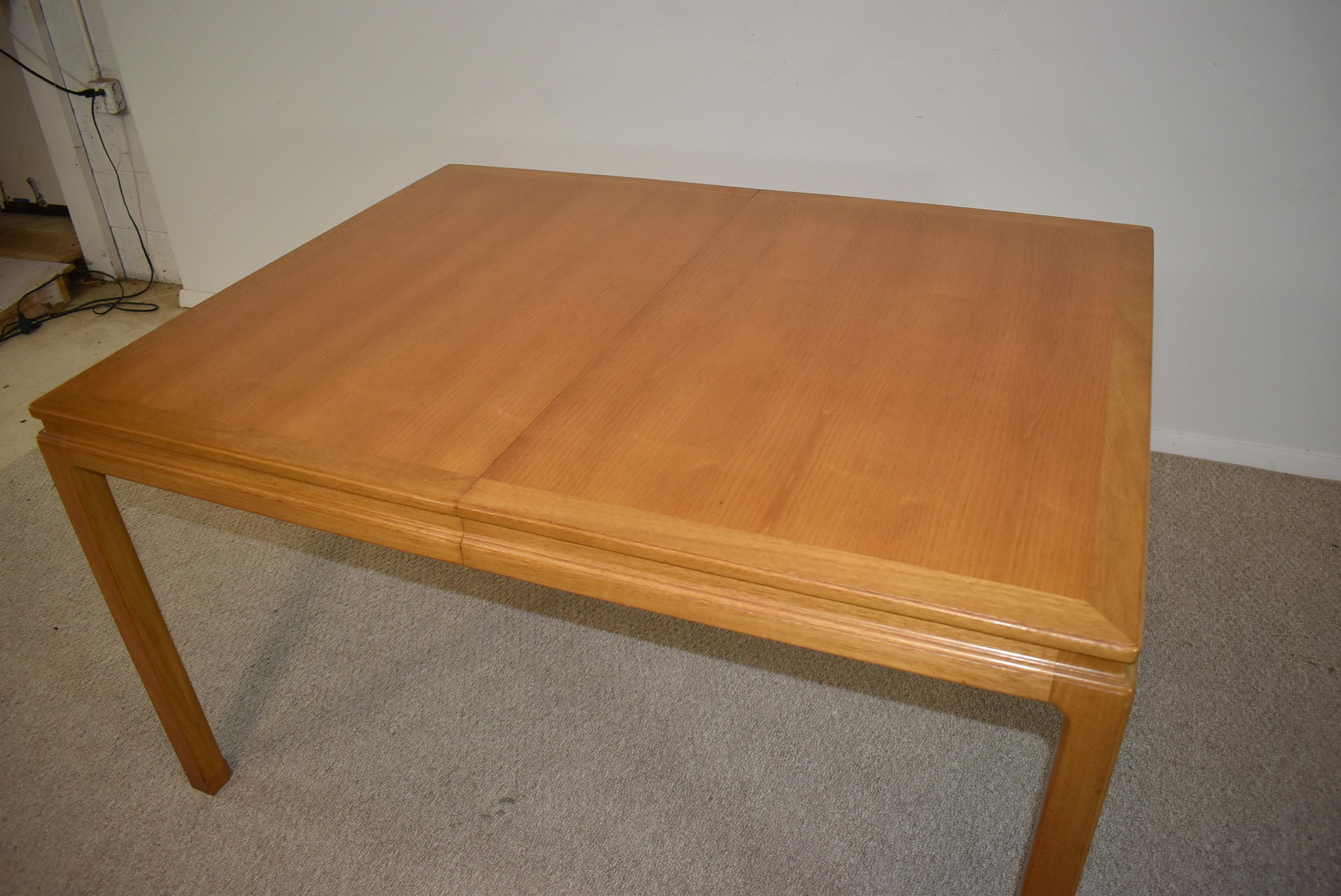Bleached Mahogany Dining Table with Two Leaves by Edward Wormley for Dunbar For Sale