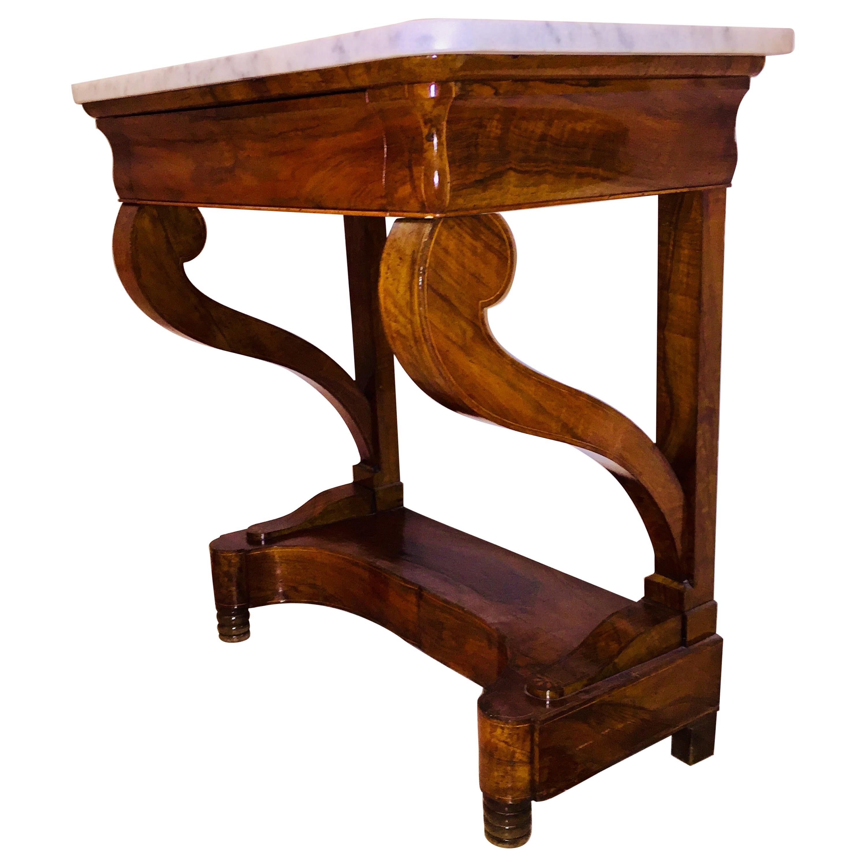 Mahogany Directoire Restauration French Marble-Top Console Table For Sale