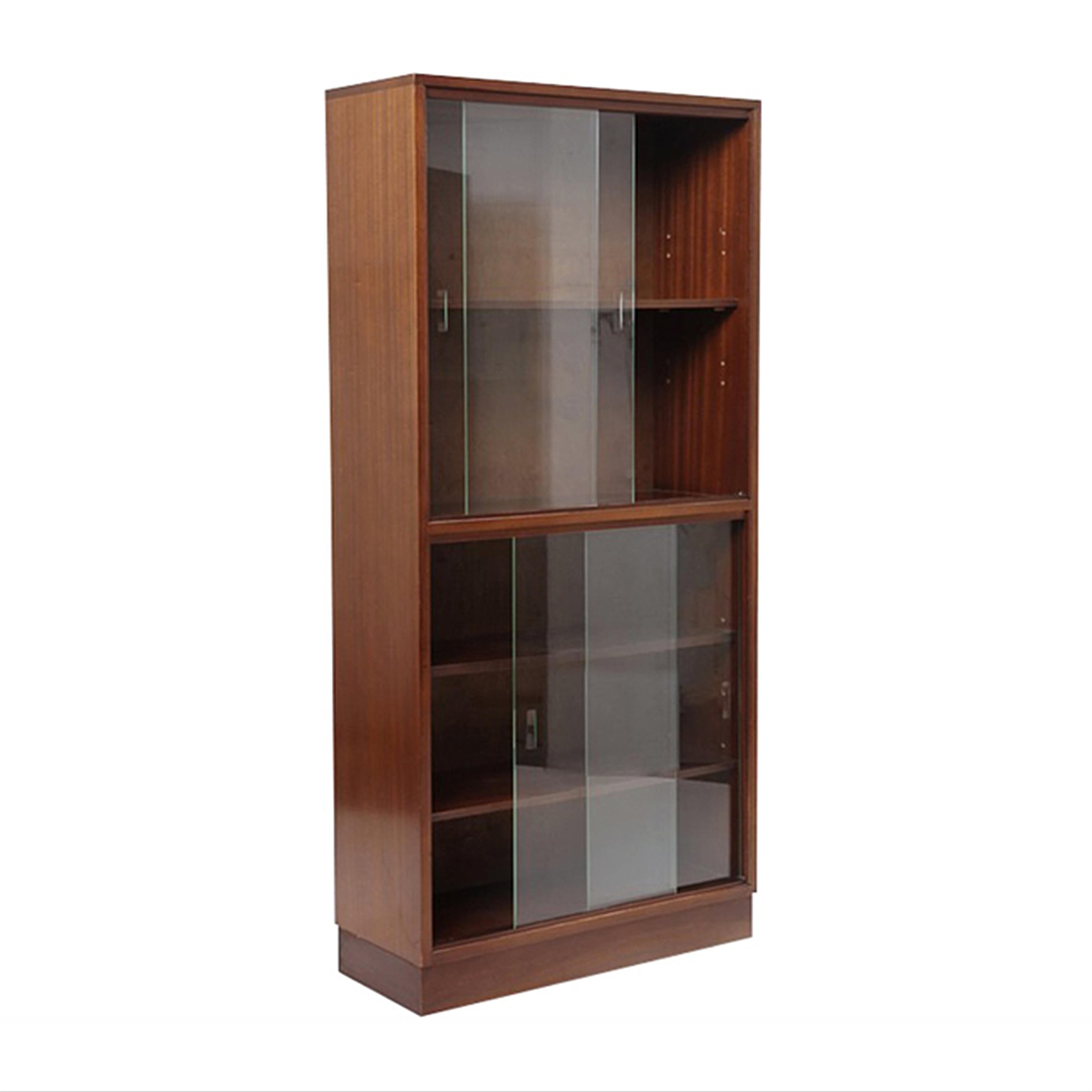Mid Century Mahogany Display Cabinet Bookshelf, Shelving Unit For Sale
