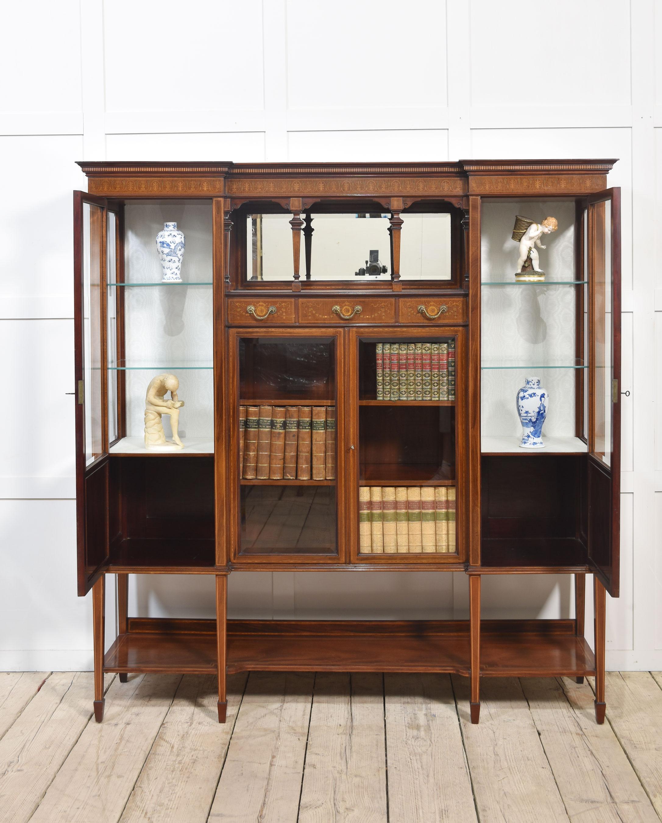 Wood Mahogany display cabinet by Maple and Co For Sale