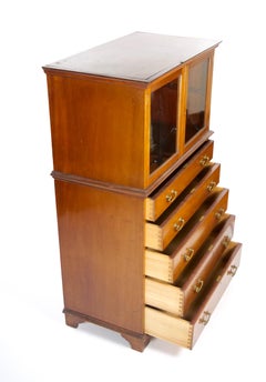 Mahogany Display Cabinet With Five Pull Front Drawers
