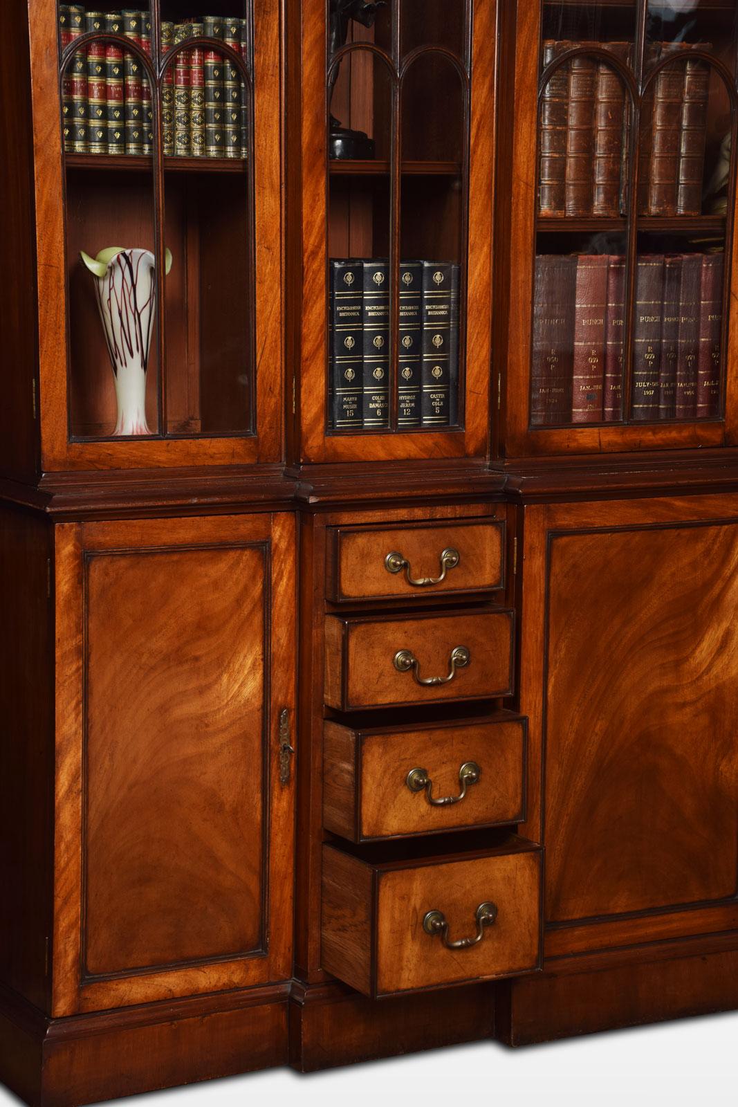 Mahogany Double Breakfront Bookcase 5