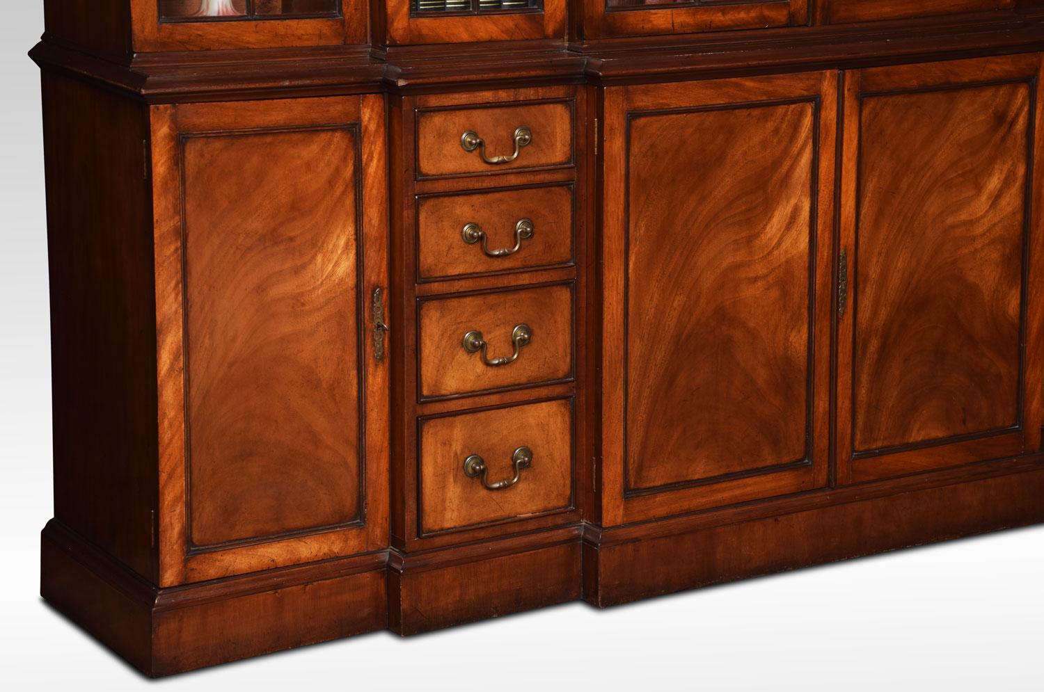 Mahogany Double Breakfront Bookcase 4