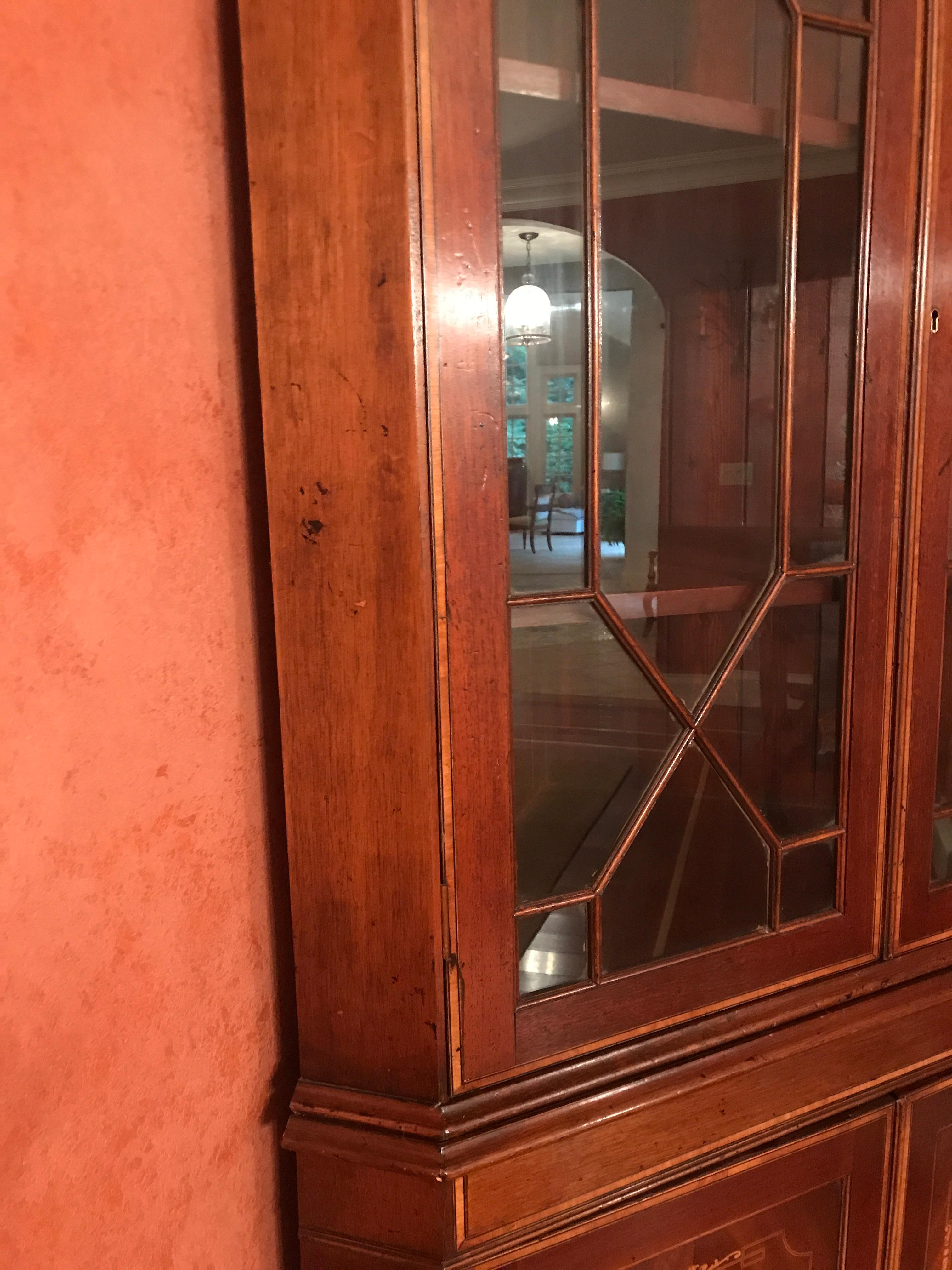 Inlay Mahogany Double-Door Corner Cupboard