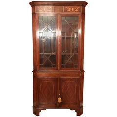 Mahogany Double-Door Corner Cupboard