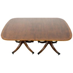 Mahogany Double Pedestal Banded Dining Table by Baker