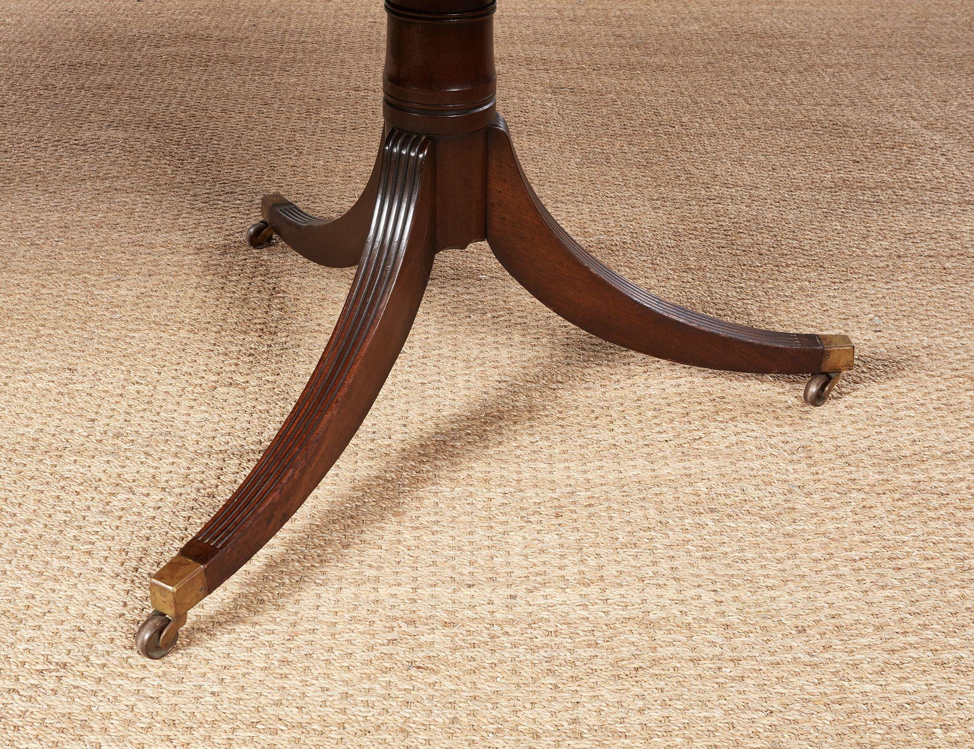Mahogany Double Pedestal Reeded Edge Dining Table In Good Condition For Sale In Greenwich, CT
