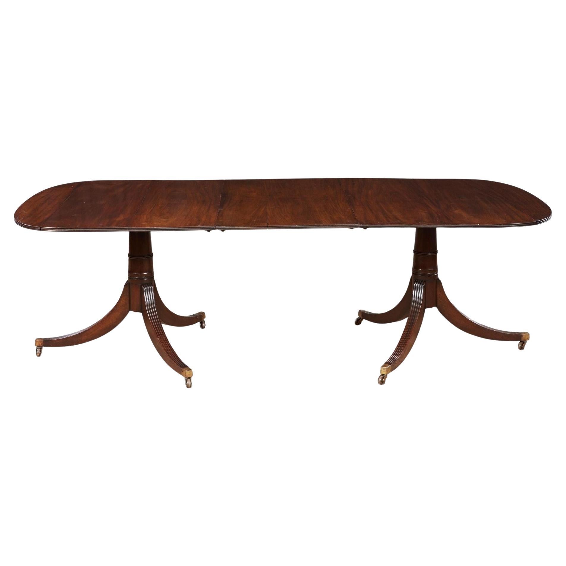 Mahogany Double Pedestal Reeded Edge Dining Table For Sale