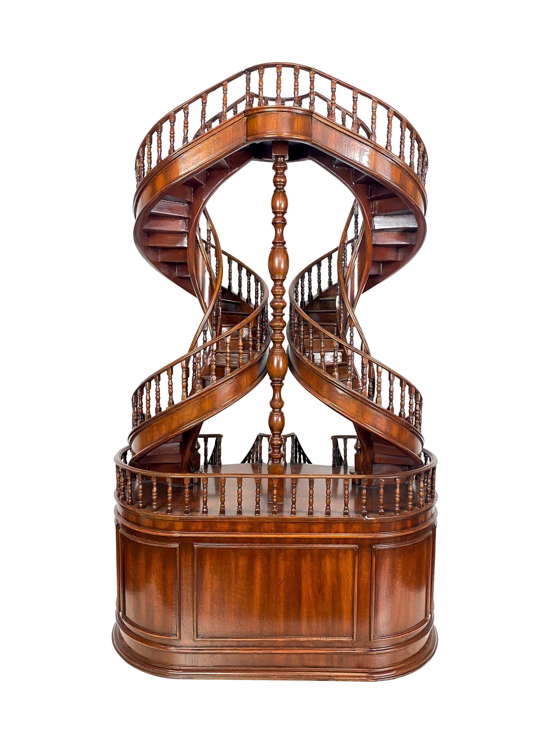 Mahogany Double Staircase Architectural Model, Late 20th Century, English In Good Condition In Banner Elk, NC