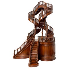 Mahogany Double Staircase Architectural Model, Late 20th Century, English