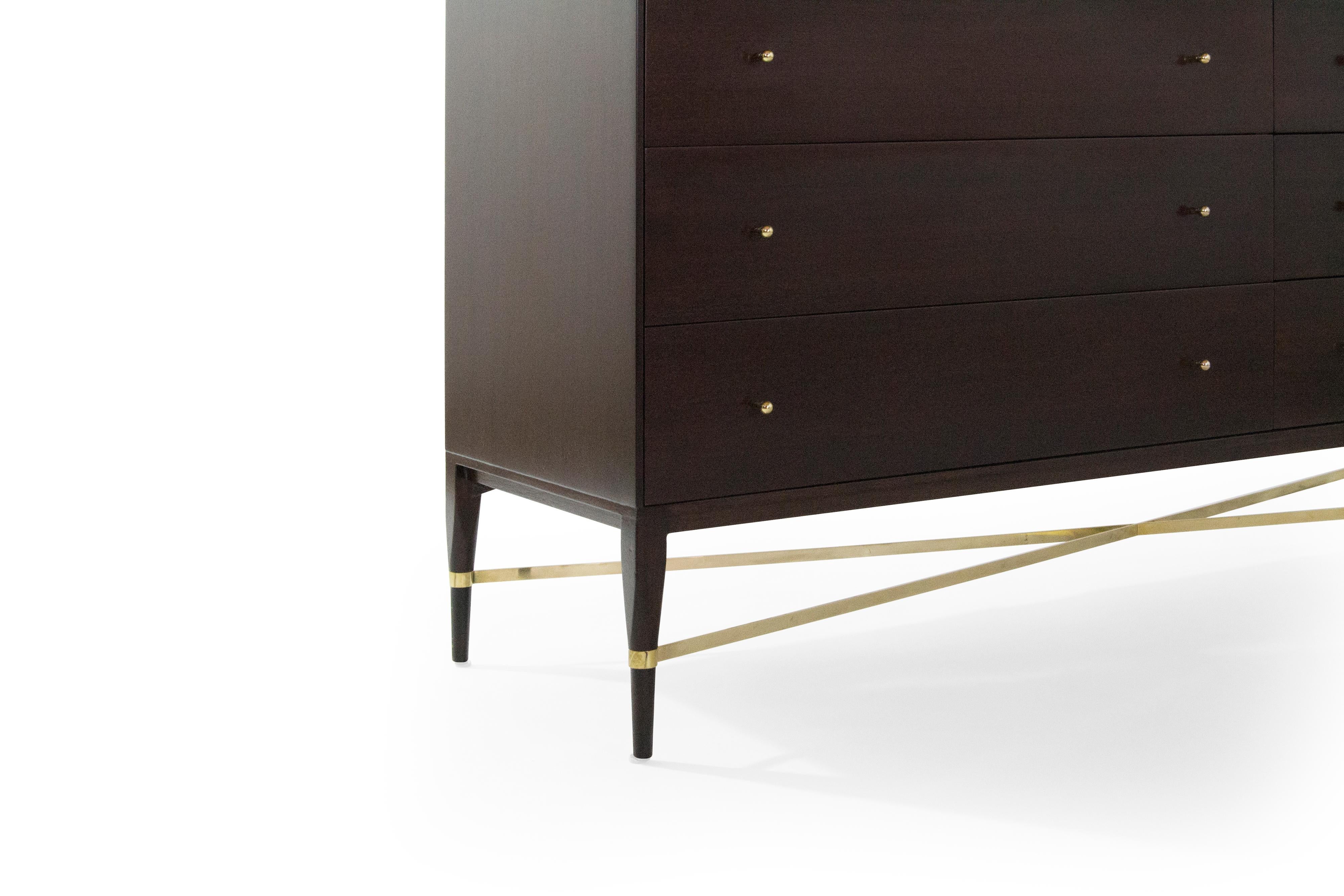 Brass Mahogany Dresser by Paul McCobb, Calvin Group