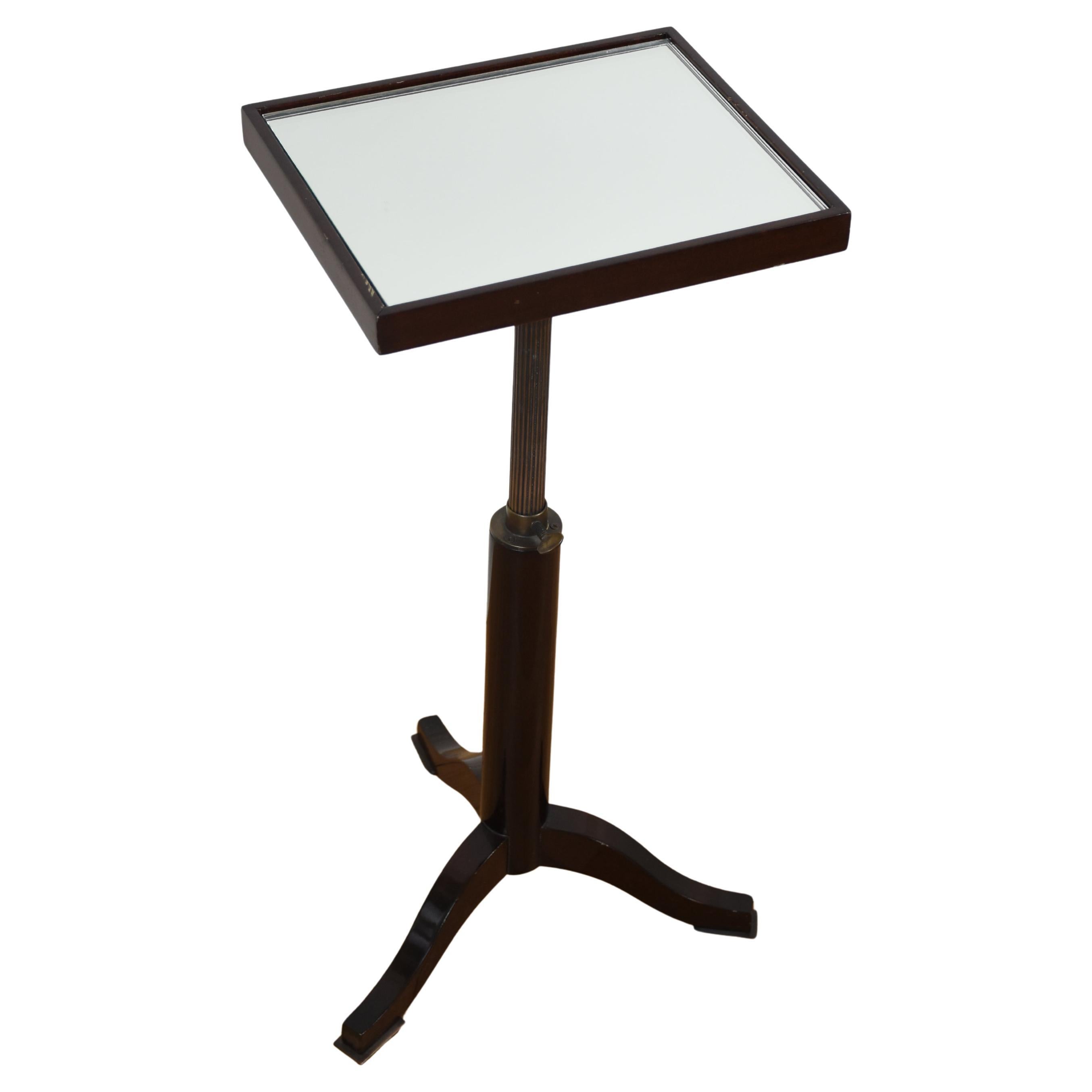 Mahogany Drink Table with Mirrored Glass Inlay Top by Roman Thomas For Sale