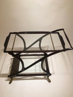 Mahogany Drinks Trolley / Bar Cart in the Manner of Ico Parisi, Italy circa 1950
