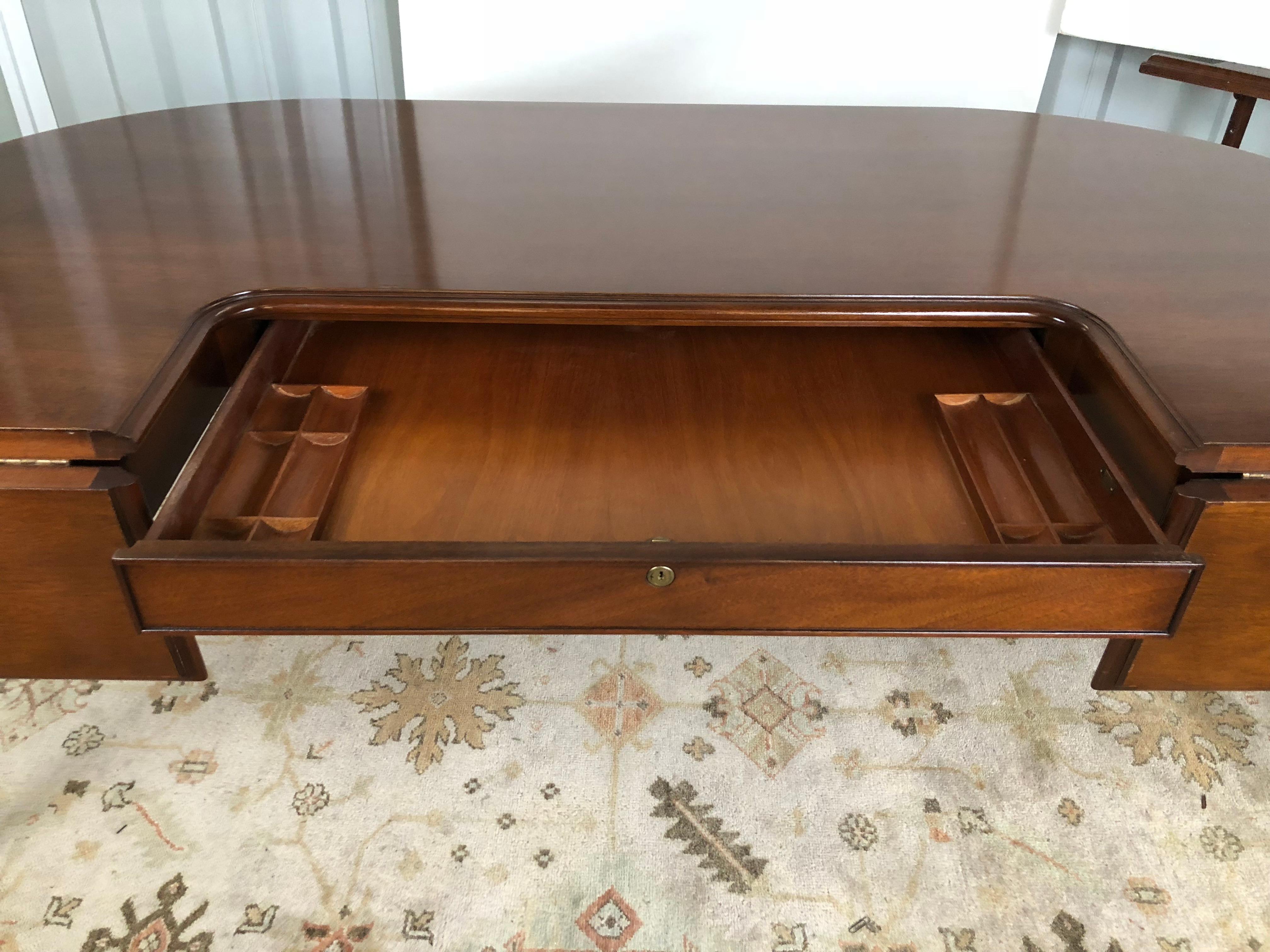 Mahogany Drop Leaf Demilune Desk 6