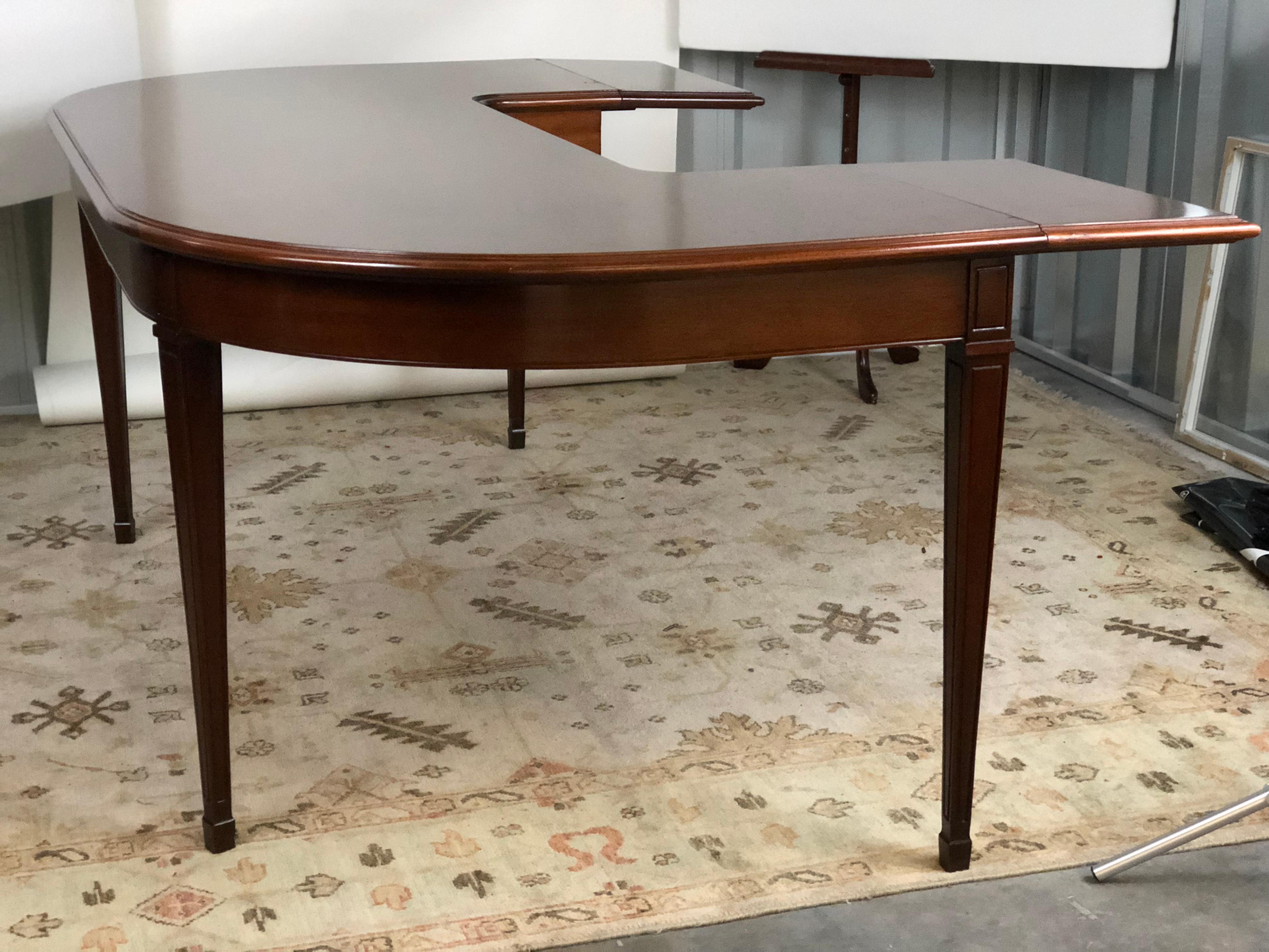 American Classical Mahogany Drop Leaf Demilune Desk