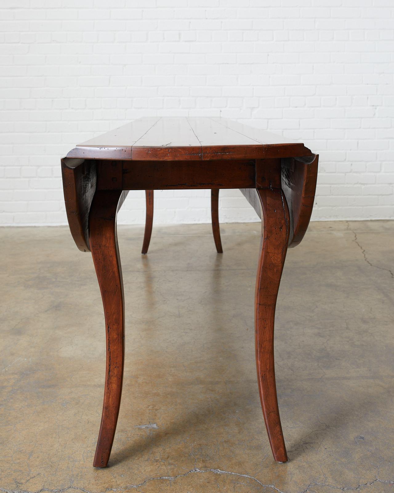 Hand-Crafted Mahogany Drop-Leaf Hunt Dining Table or Console