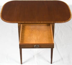 Mahogany Drop Leaf Pembroke End Accent Table with Drawer