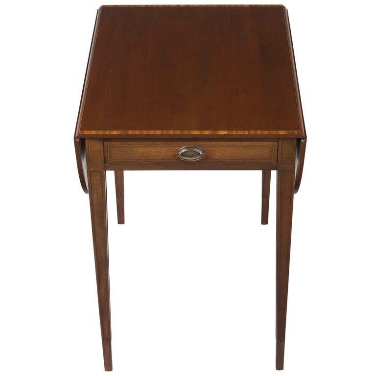 Mahogany Drop Leaf Pembroke End Accent Table with Drawer For Sale at