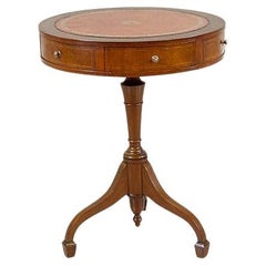 Vintage Mahogany Drum Table From the Late 20th Century