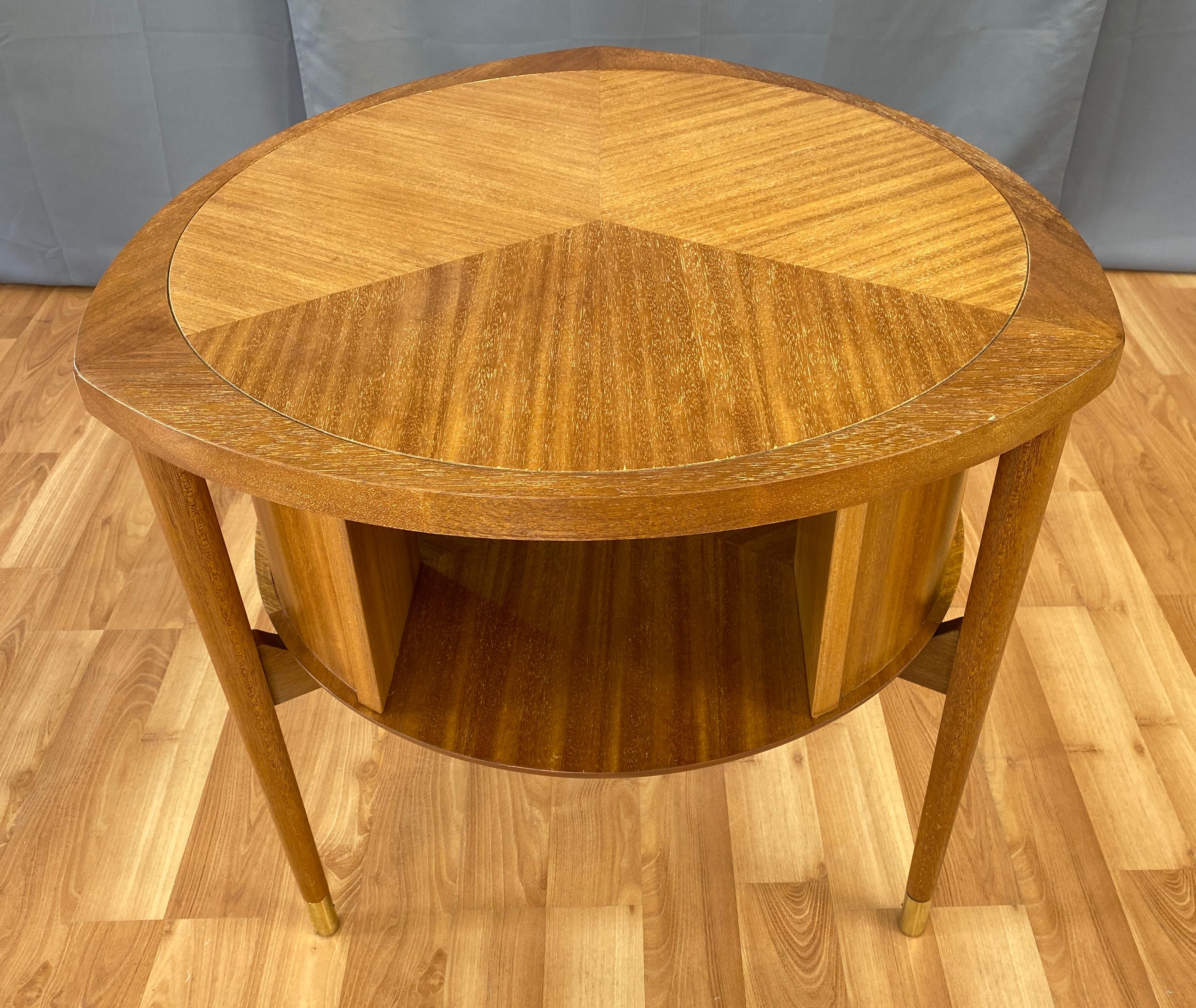 A Mahogany drum table designed by John Keal for Brown-Saltman which was based in Los Angeles, California.
Stamp on it's underside 