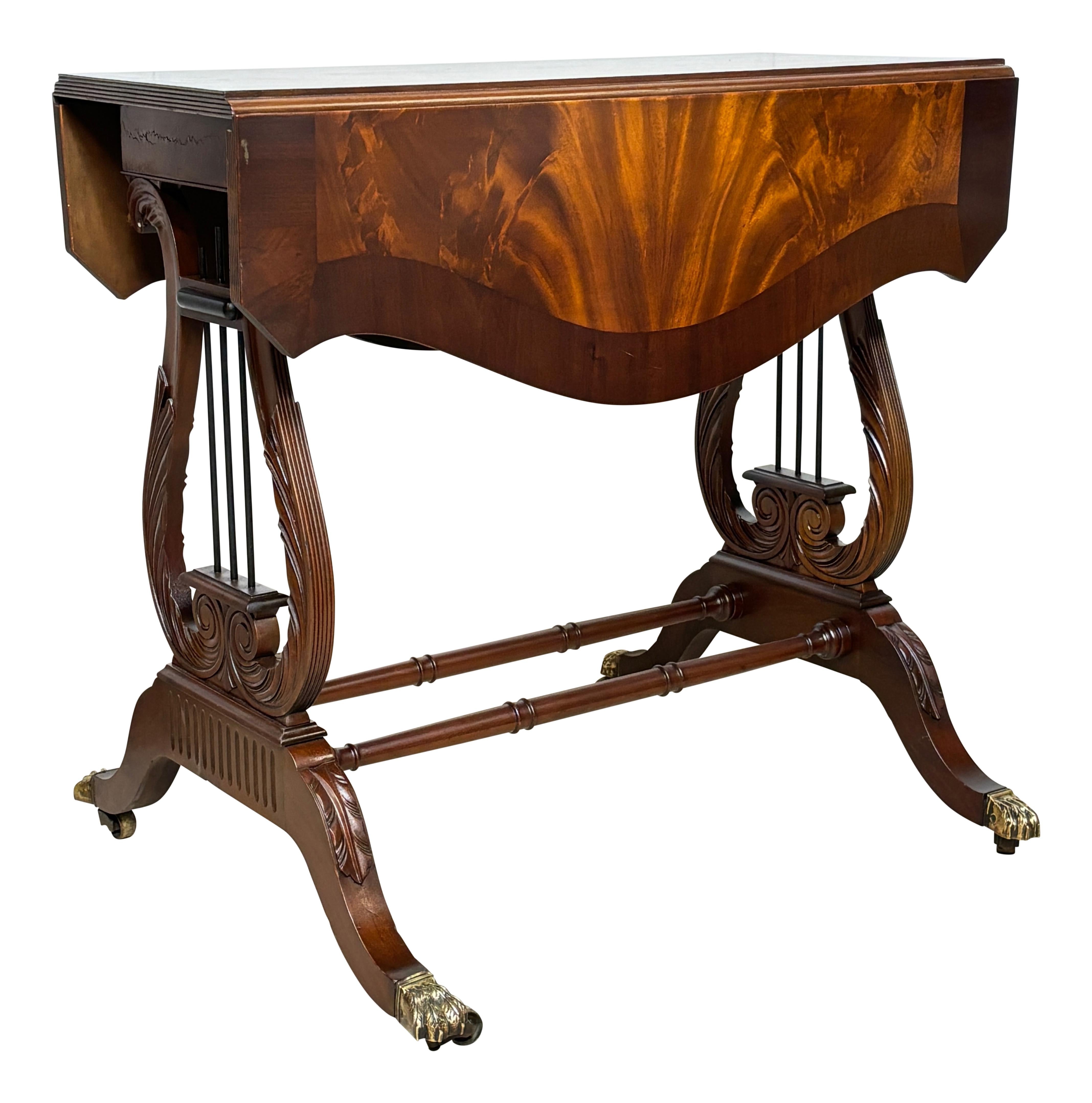 Neoclassical Mahogany Duncan Phyfe Drop Leaf Table For Sale