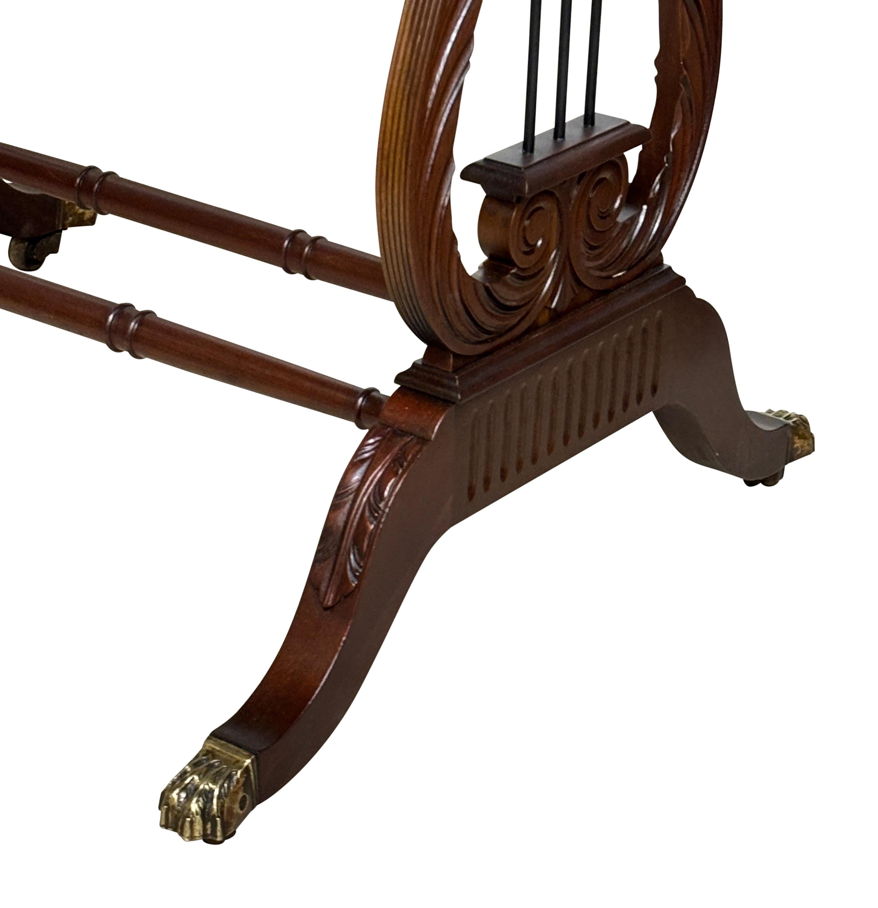 Brass Mahogany Duncan Phyfe Drop Leaf Table For Sale