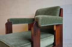 Mahogany Dutch Art Deco Reading / Armchair with Mint Upholstery & Cocobolo Feet