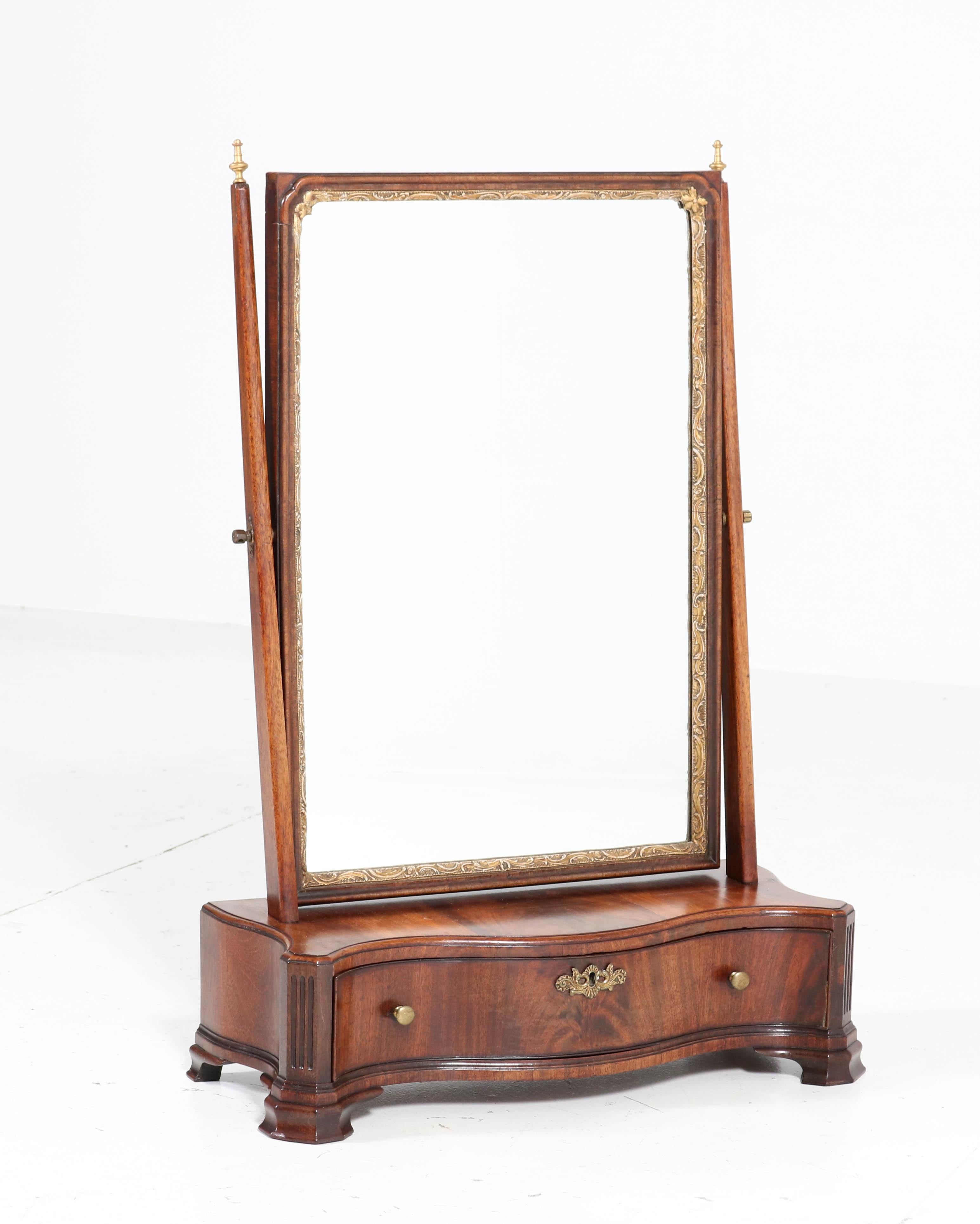 Mahogany Dutch Biedermeier Table Mirror or Vanity, 1830s In Good Condition For Sale In Amsterdam, NL